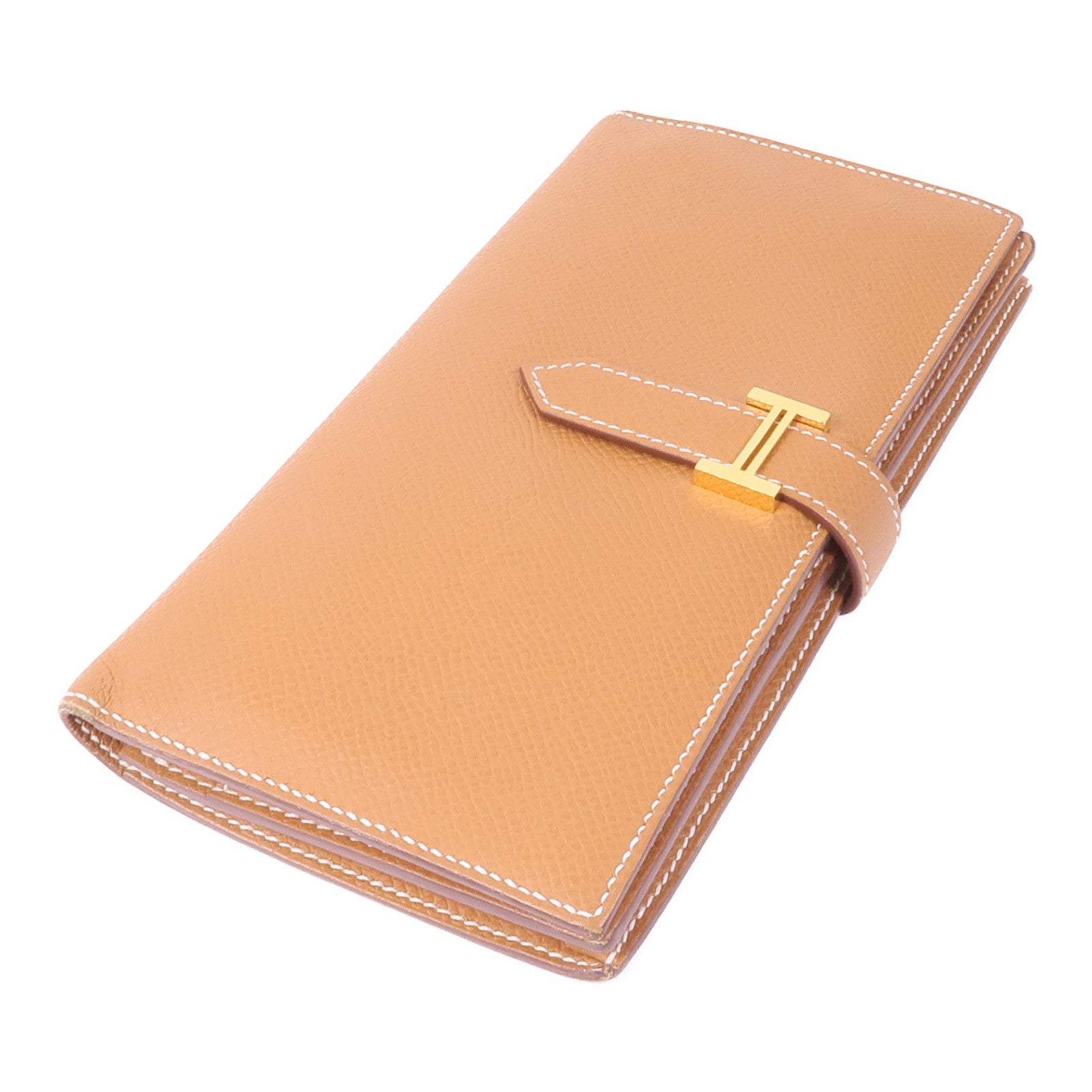 HERMES Epsom皮革Bearn Wallet金扣長錢包Gold
