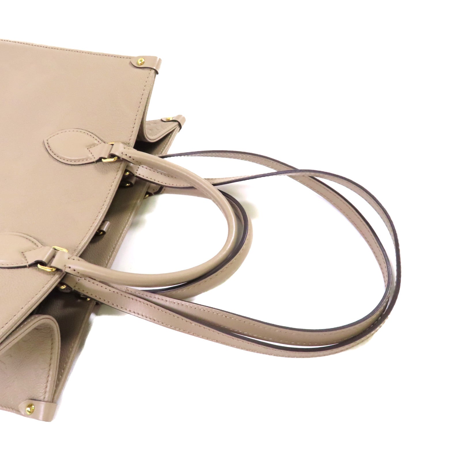 LOUIS VUITTON Monogram Empreinte Giant OnTheGo MM 2Way Tote Bag金扣手挽肩背兩用袋米色