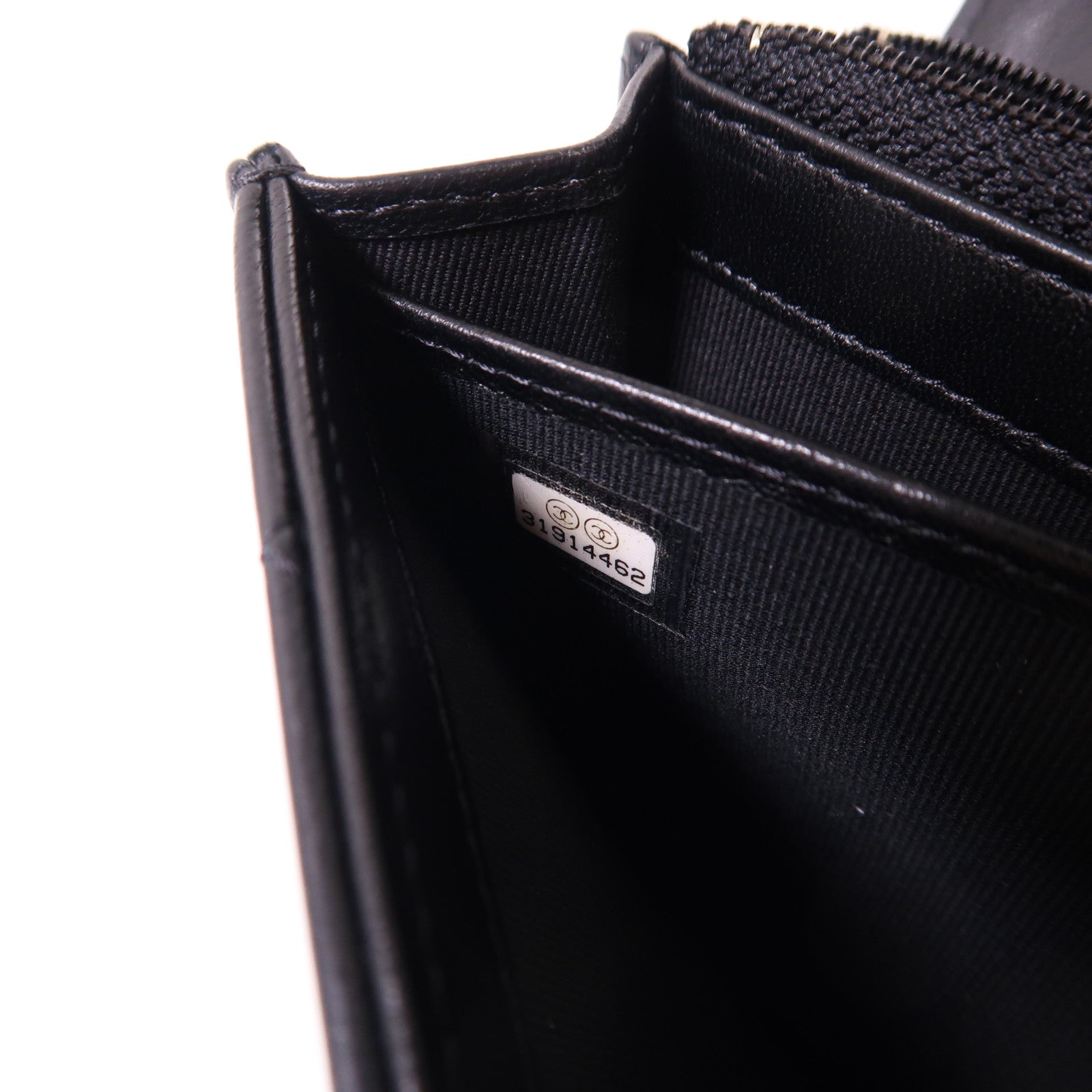 CHANEL 羊皮皮革Boy Long Wallet金扣長錢包