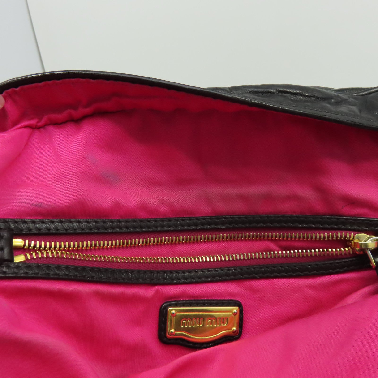 Miu Miu 牛皮皮革2 Way Shoulder金扣手挽肩背兩用袋黑色