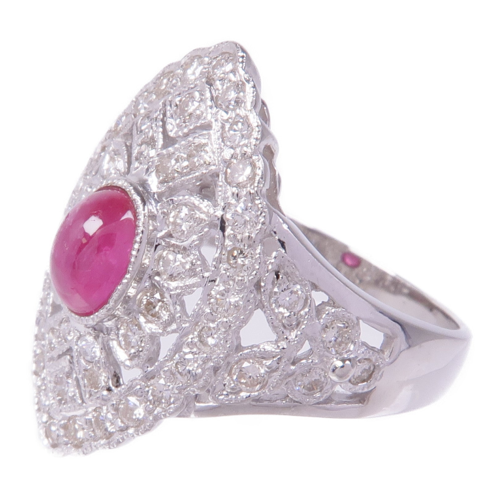 JEWELRY PT900鉑金Ruby Diamond Ring紅寶石/鑽石戒指US#6.25