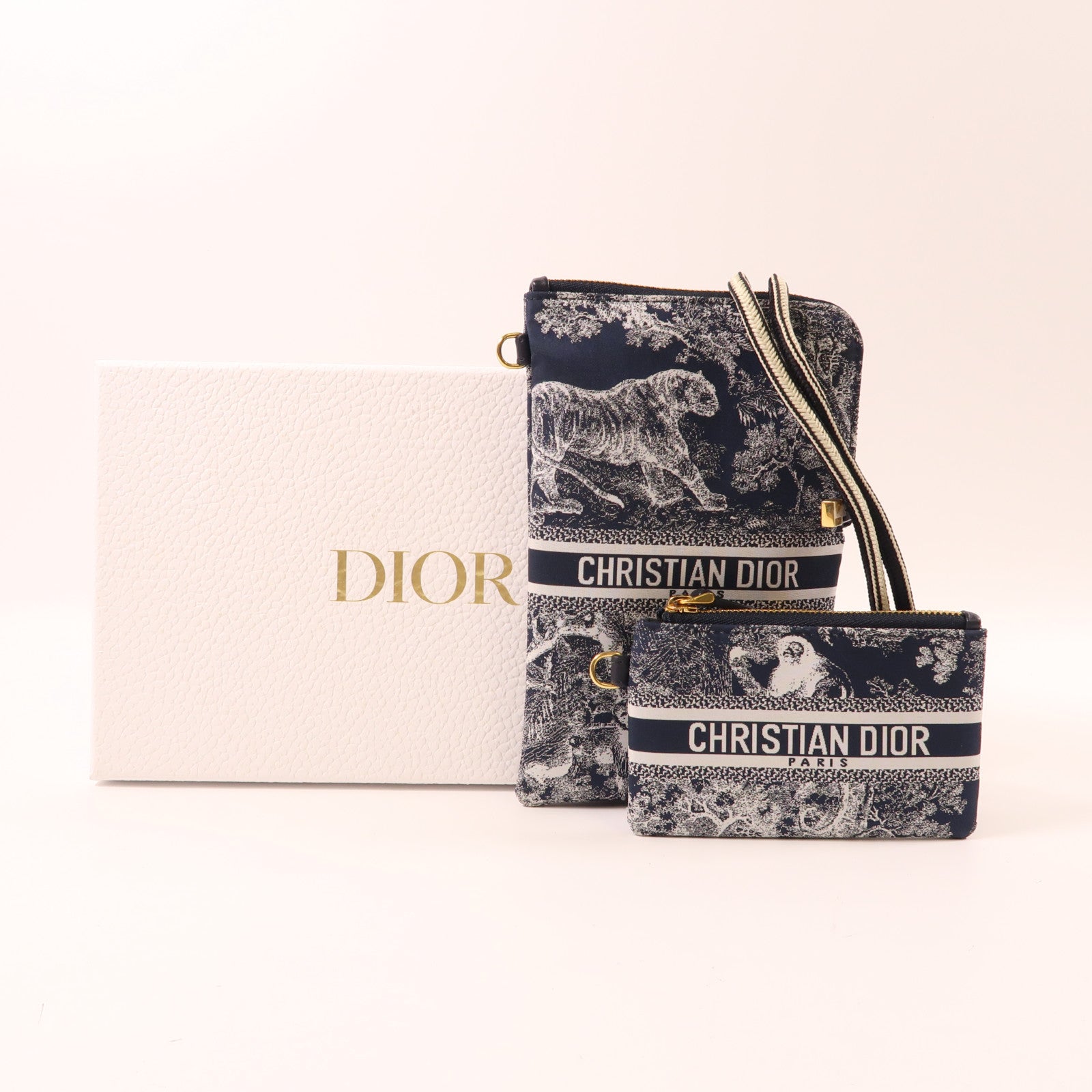Dior 尼龍Shoulder Bag金扣肩背袋深藍色/白色
