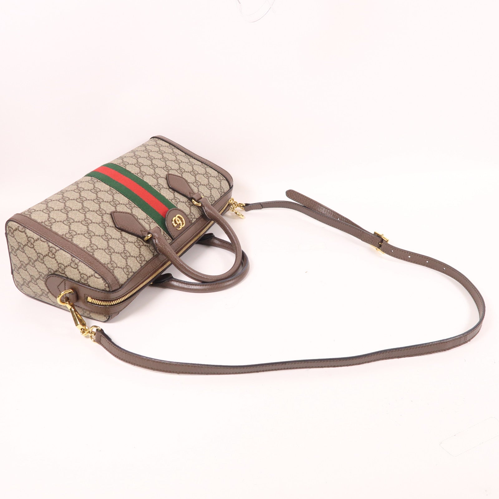 GUCCI 塗層帆布Boston Bag金扣手挽肩背兩用袋