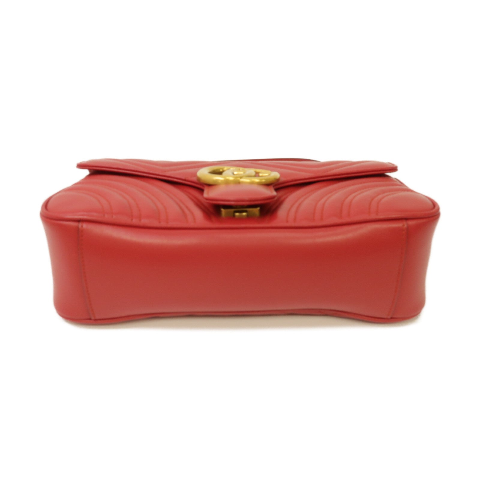 GUCCI 【激減優惠】牛皮皮革GG Marmont金扣鏈帶肩背袋紅色