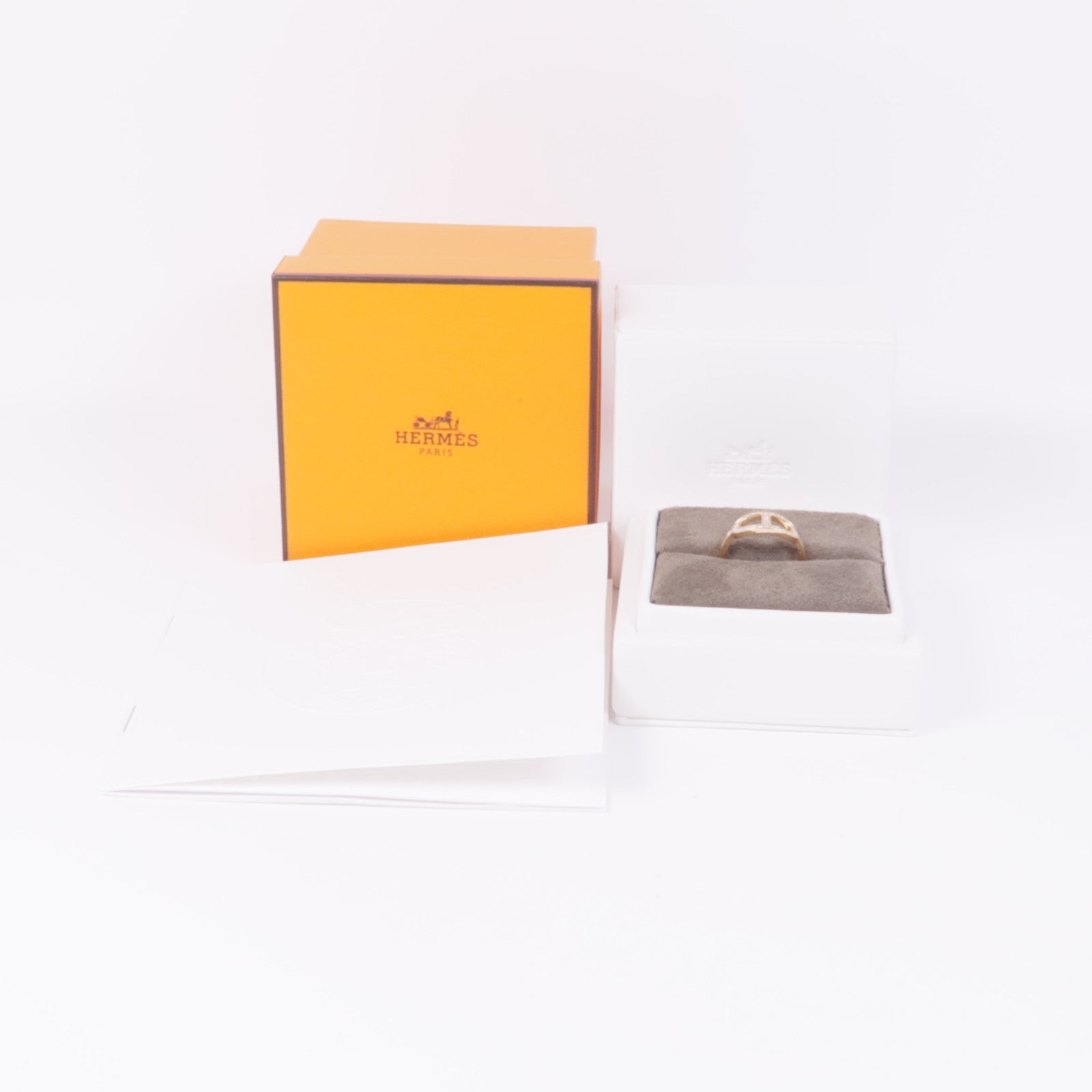 HERMES 18K玫瑰金Chaine d'ancre Contour Ring鑽石戒指Hermes#52/US#6