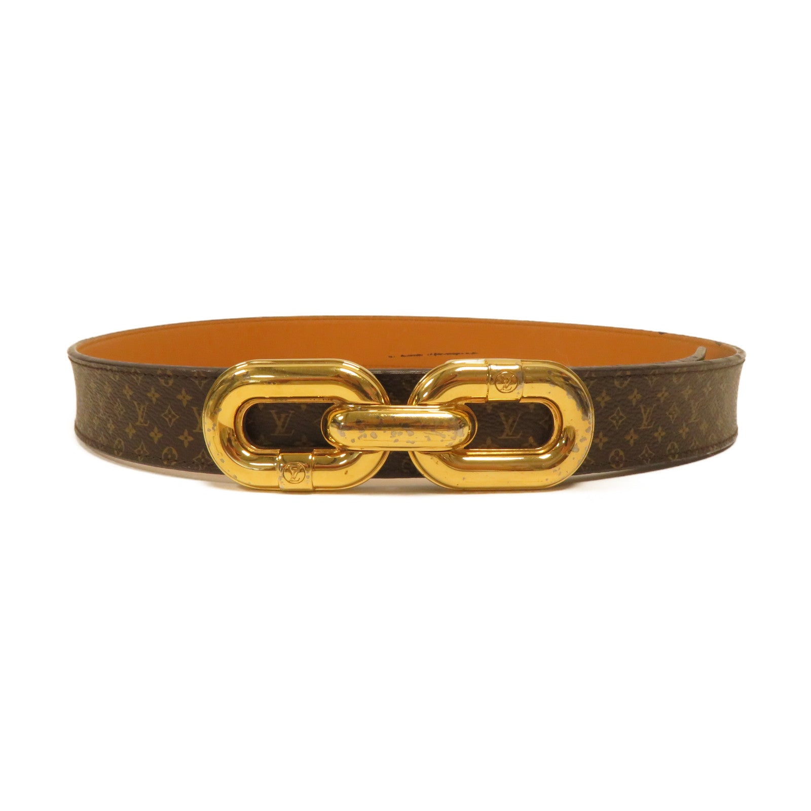 LOUIS VUITTON 【激減優惠】Monogram Belt金扣皮帶啡色