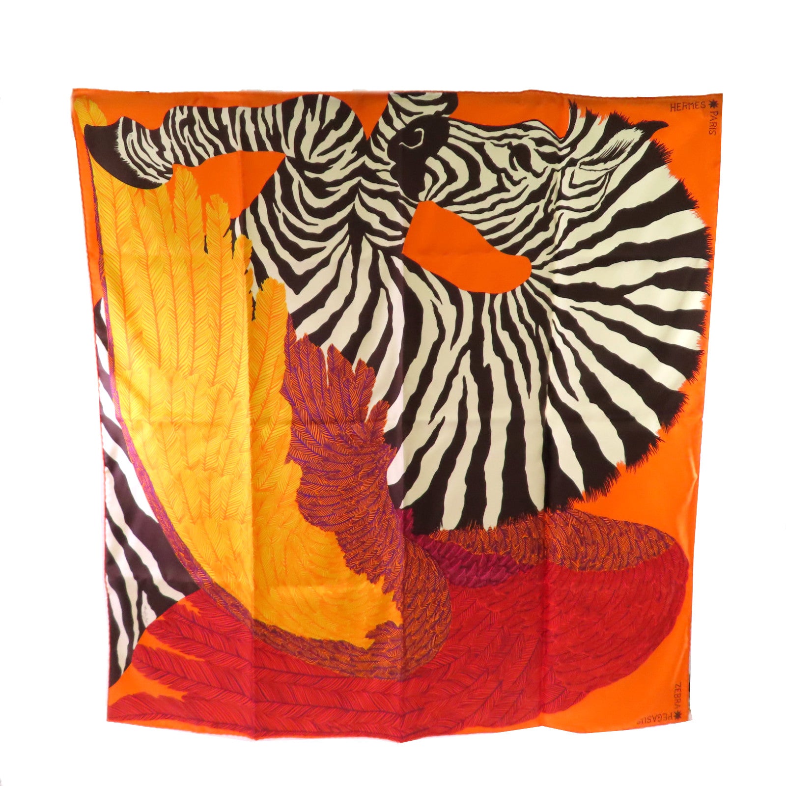 HERMES 絲質Scarf 90x90絲巾橙色/紅色/棕色/彩色