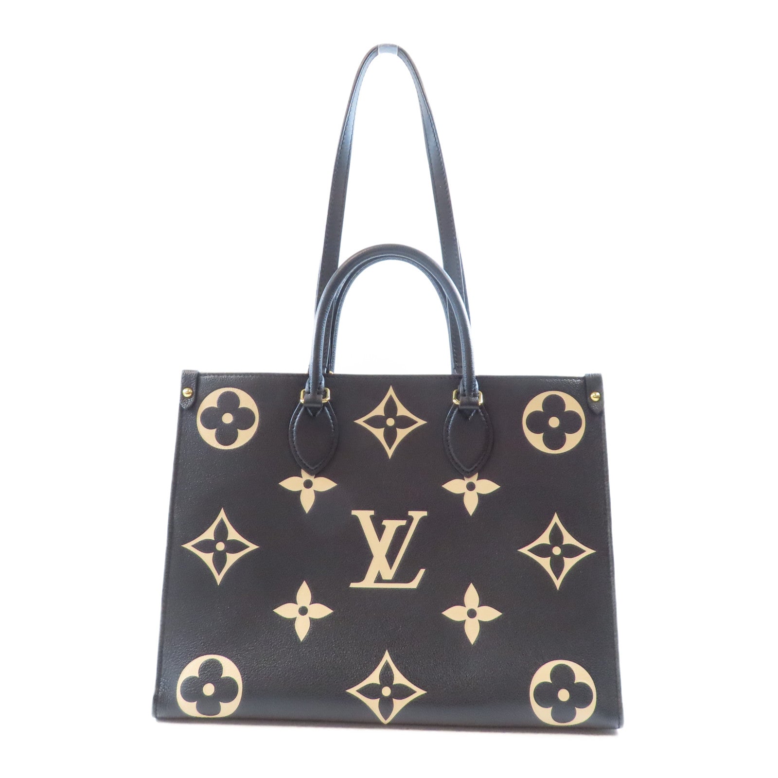 LOUIS VUITTON Monogram Empreinte OnTheGo MM金扣手挽肩背兩用袋黑色