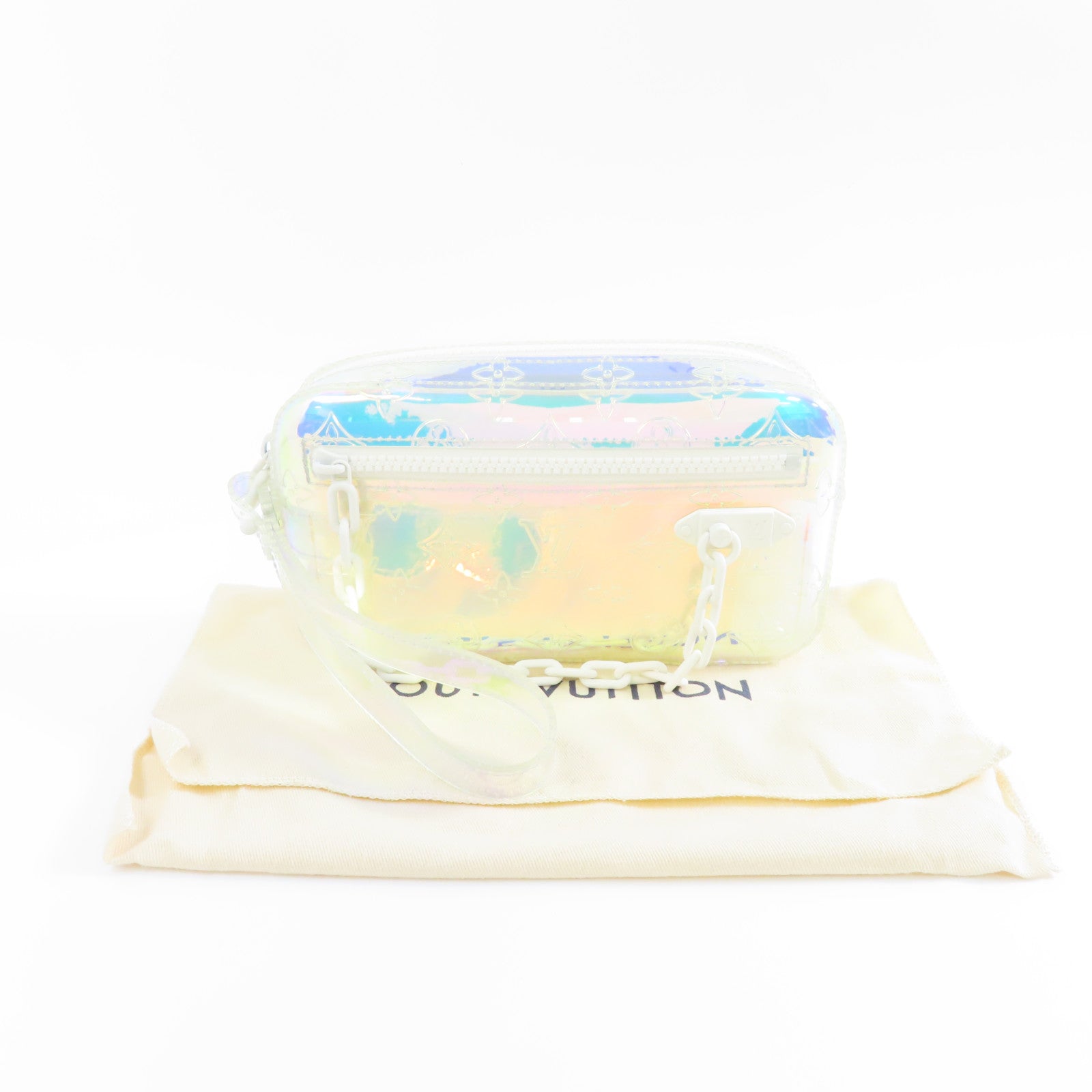 LOUIS VUITTON Monogram Prism Pochette Volga手拿包白色