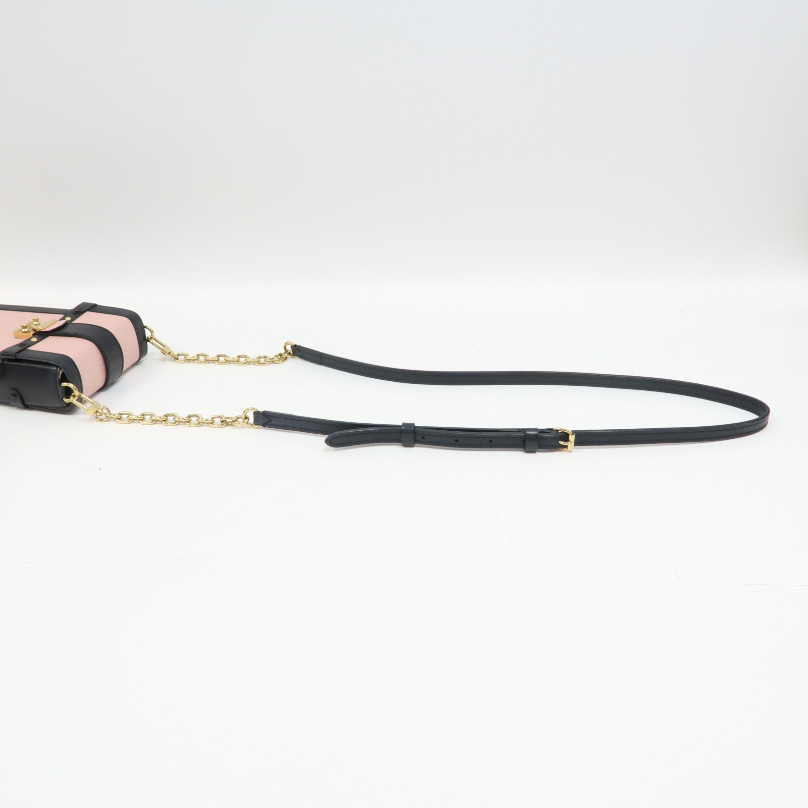 LOUIS VUITTON Epi Pochette Trunk Vertical金扣肩背袋Rose Ballerine粉紅色