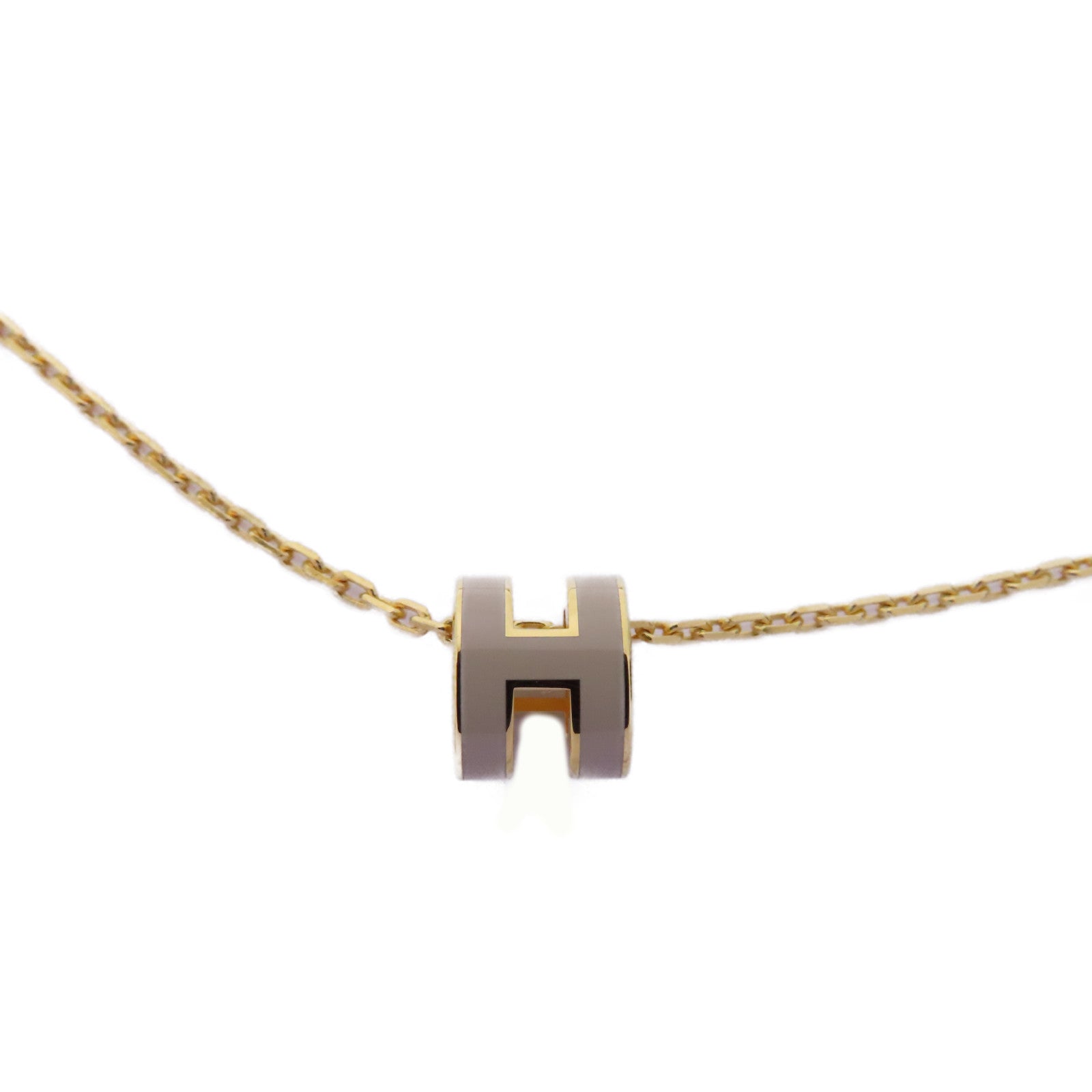 HERMES 金屬Mini Pop H Neckalce項鍊金色/白色