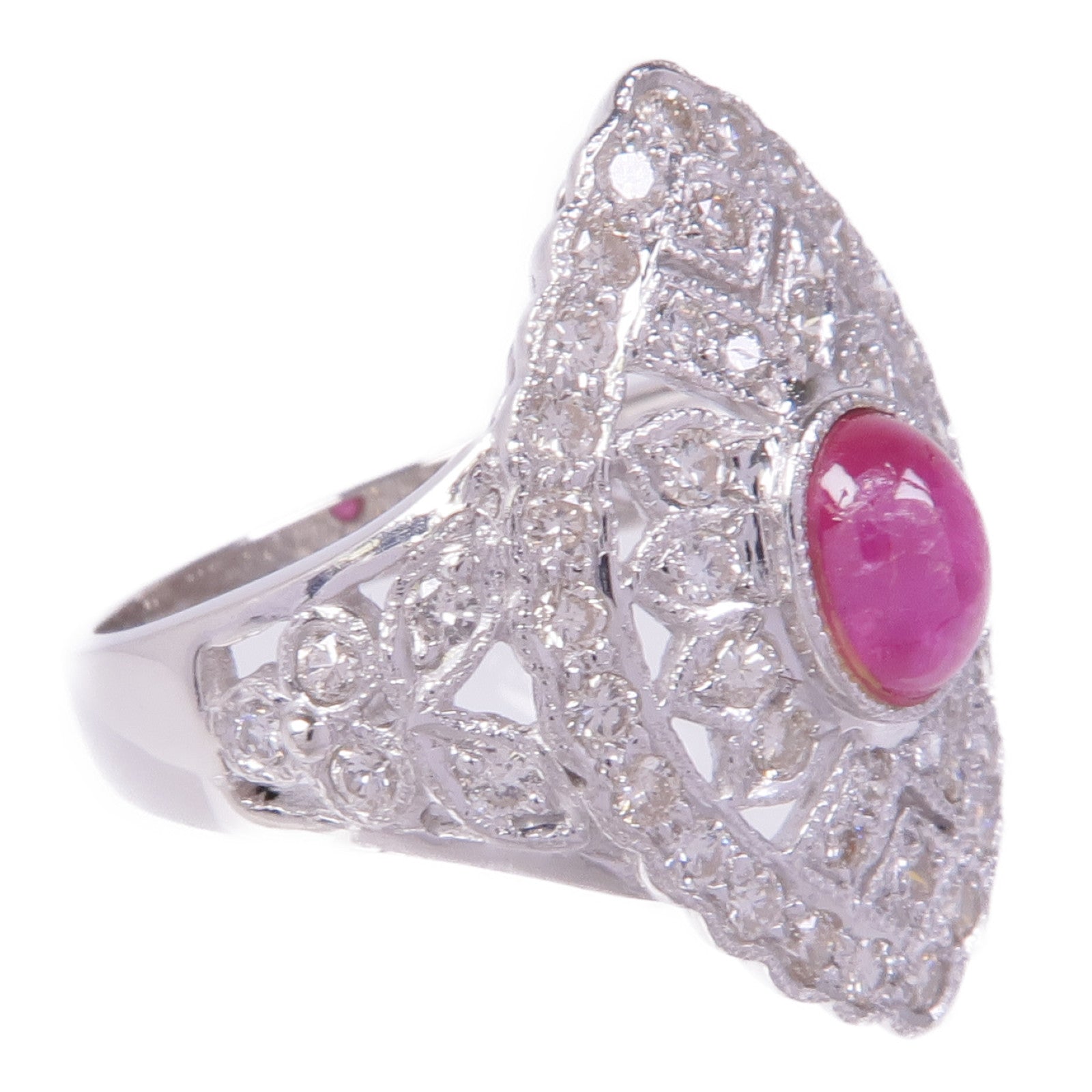 JEWELRY PT900鉑金Ruby Diamond Ring紅寶石/鑽石戒指US#6.25