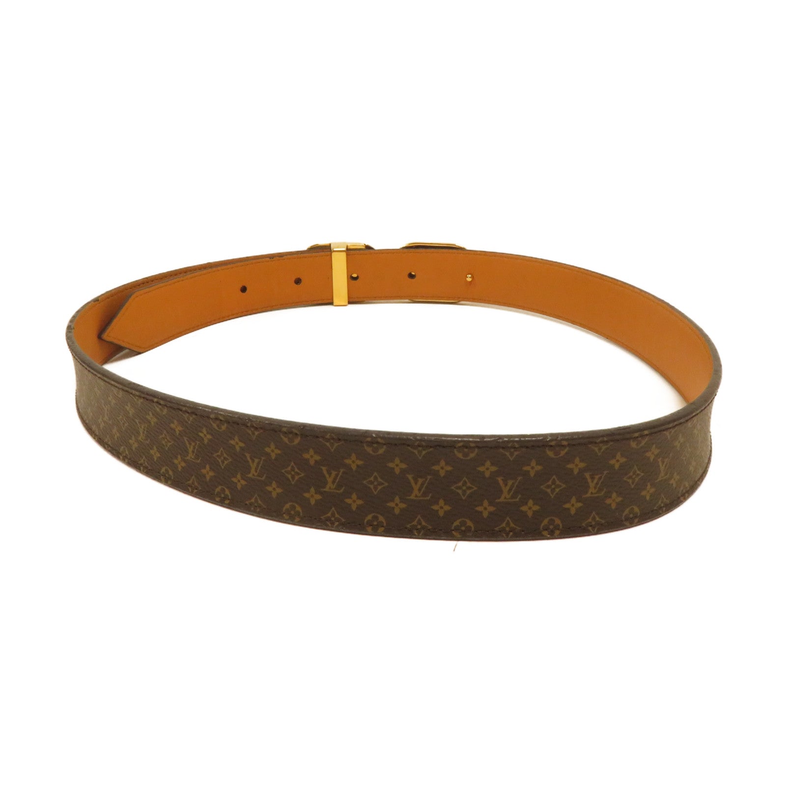 LOUIS VUITTON 【激減優惠】Monogram Belt金扣皮帶啡色
