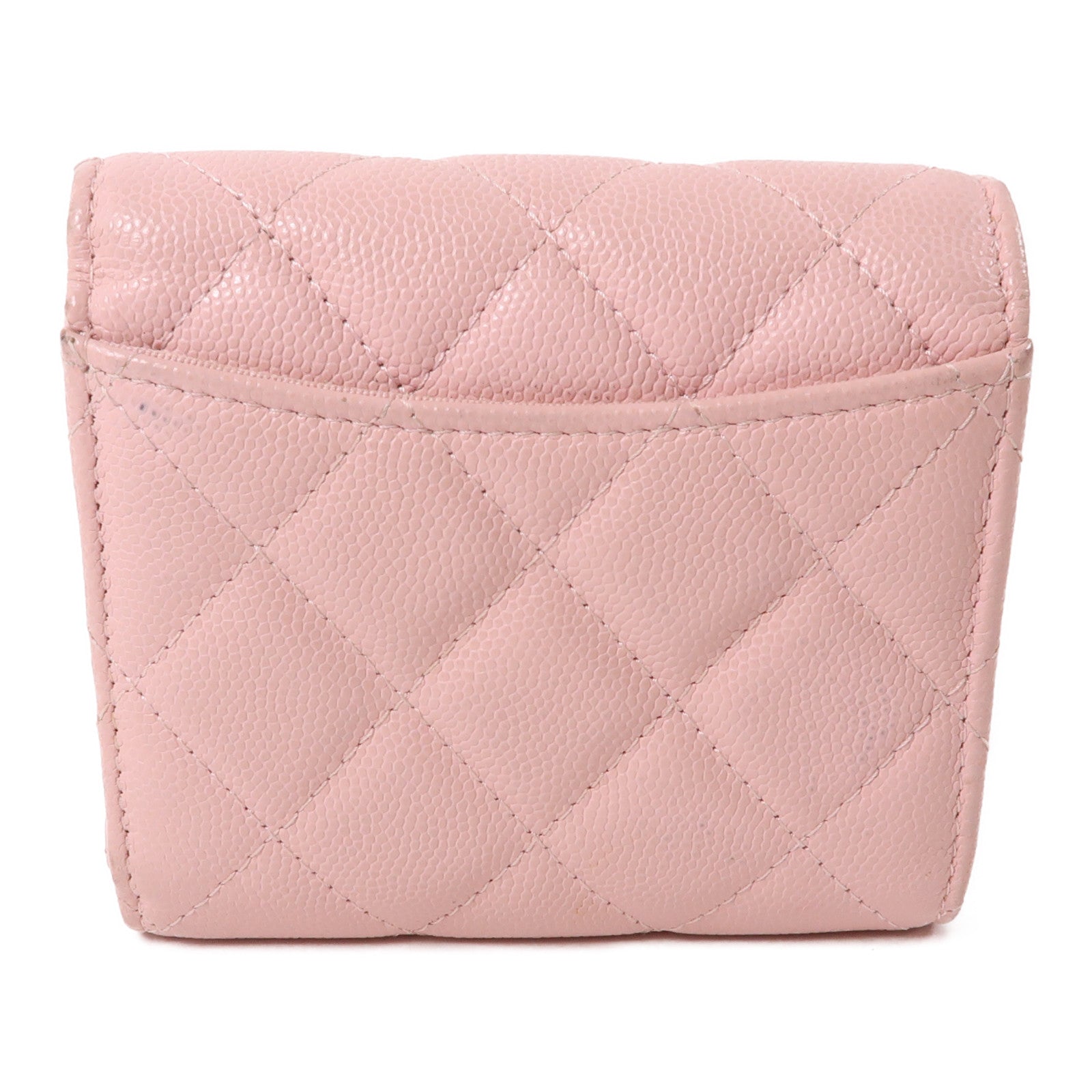 CHANEL 牛皮皮革Wallet金扣錢包粉紅色