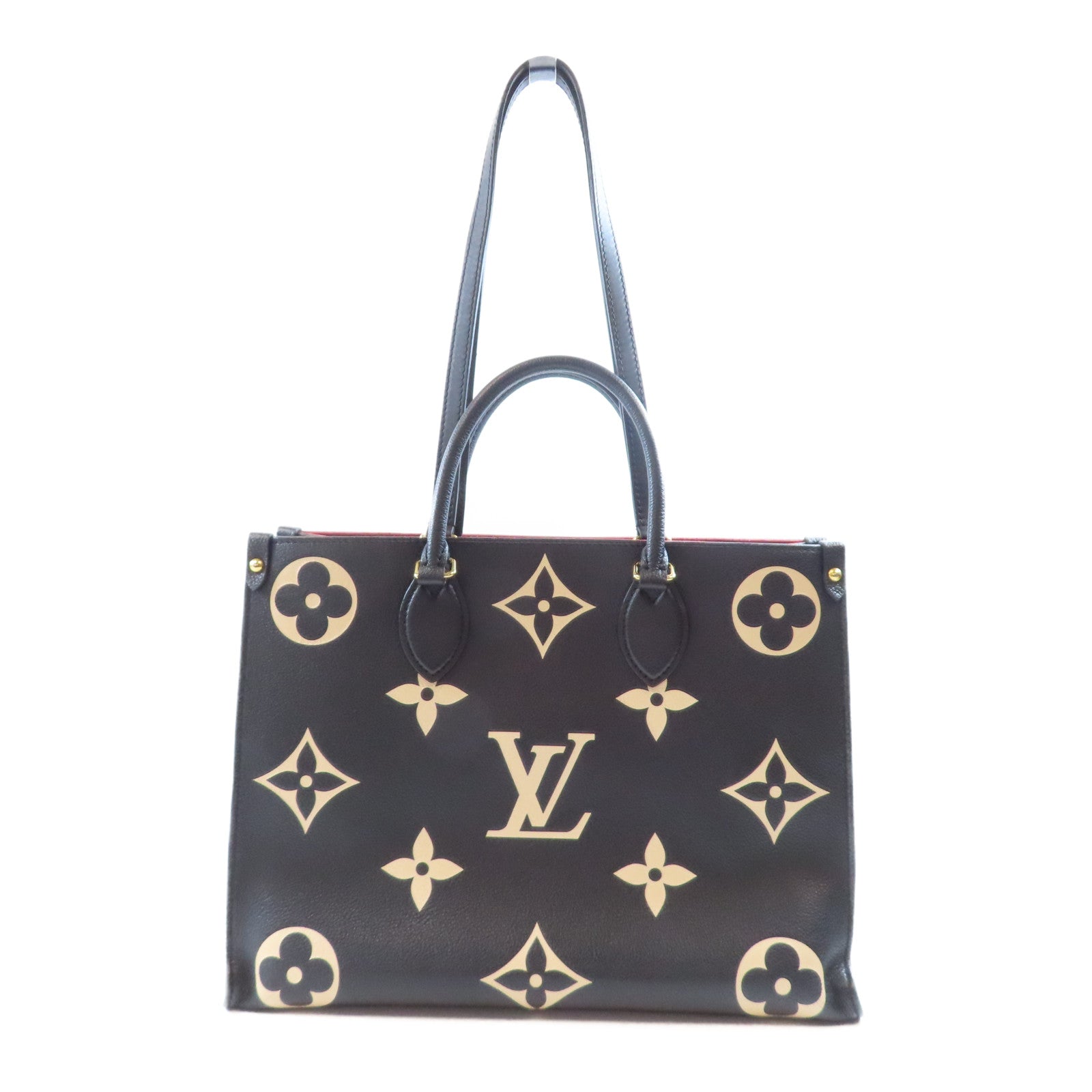 LOUIS VUITTON Monogram Empreinte OnTheGo MM金扣手挽肩背兩用袋黑色