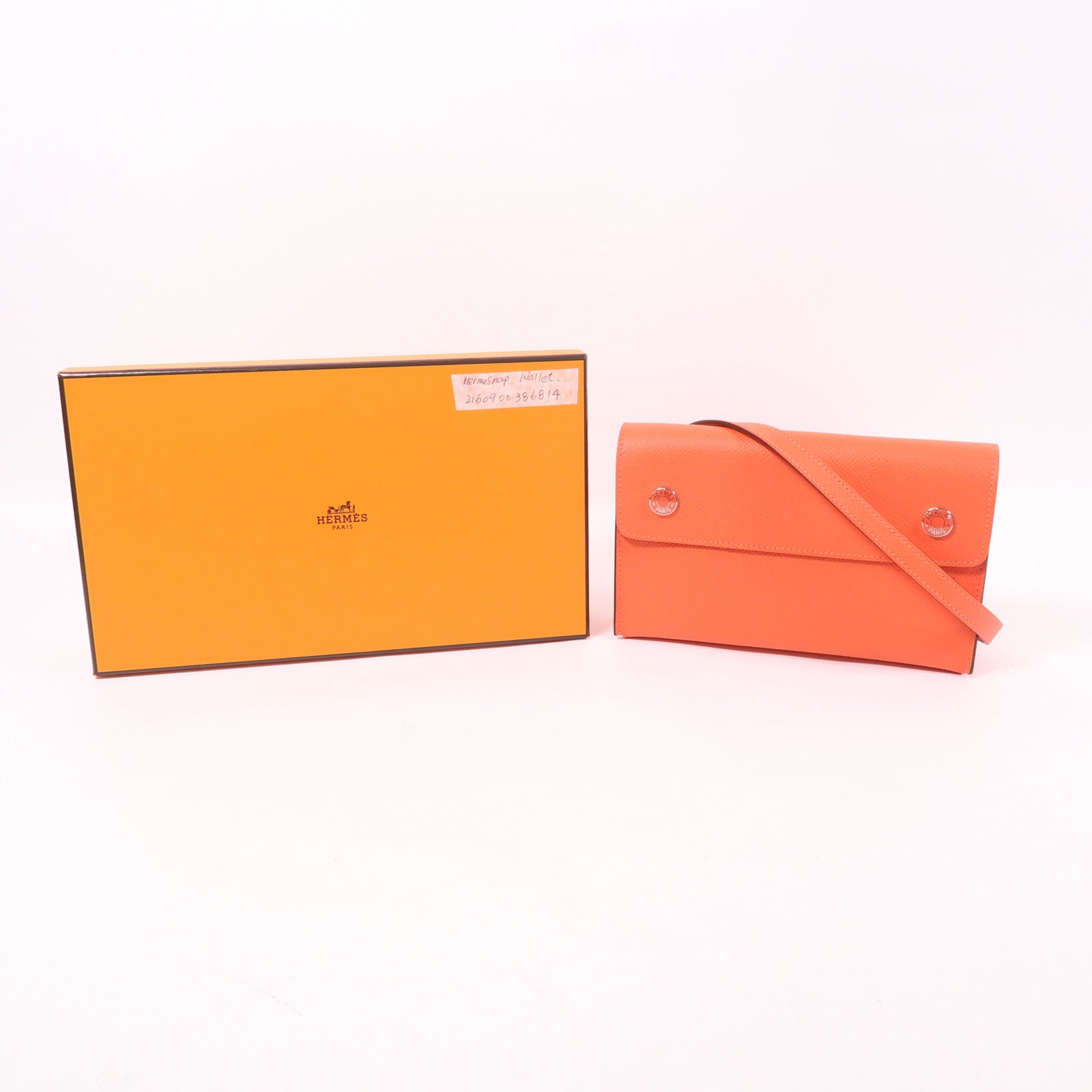 HERMES 【激減優惠】Epsom皮革Hermesnap Wallet銀扣肩背袋