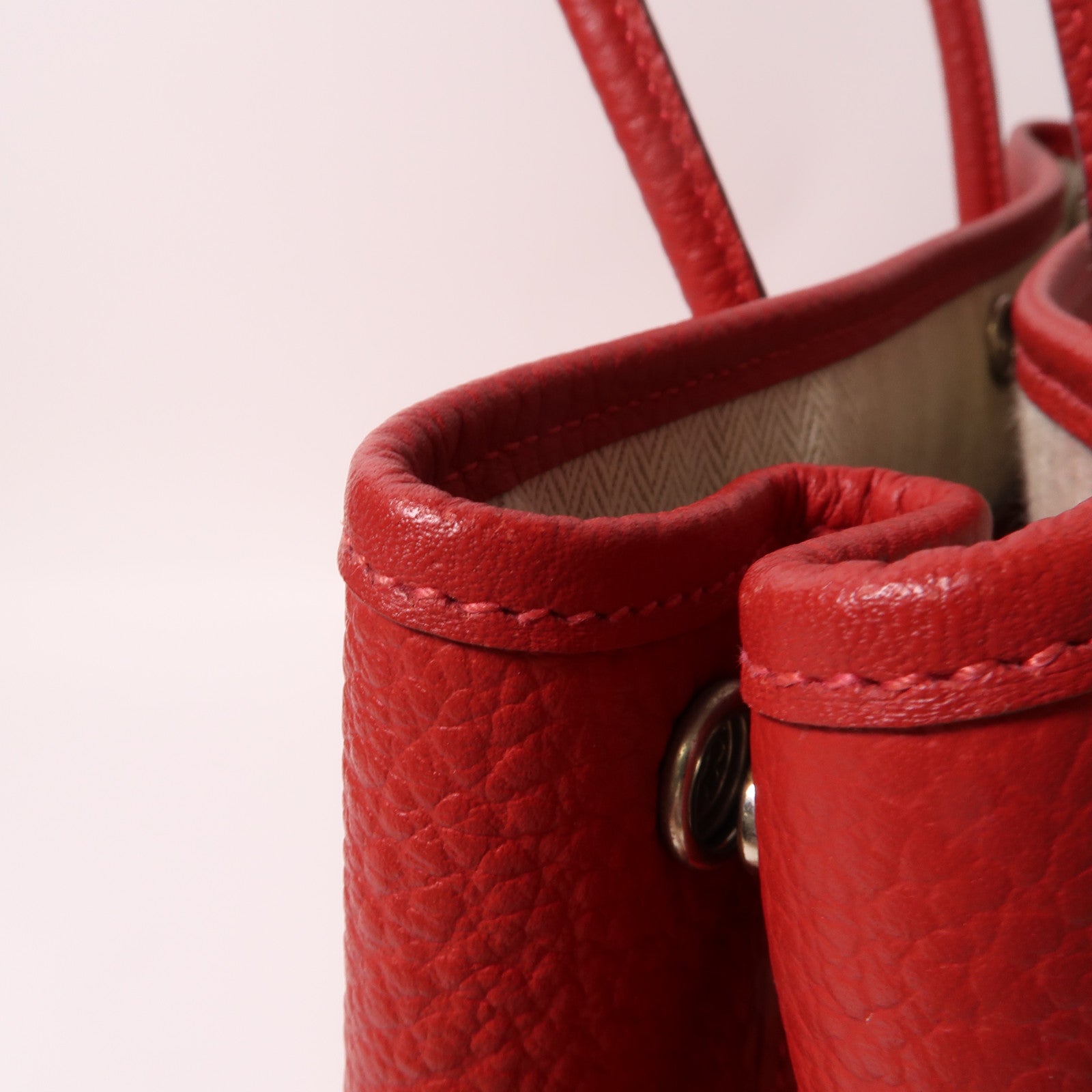 HERMES Country皮革Garden Party TPM銀扣手挽袋紅色