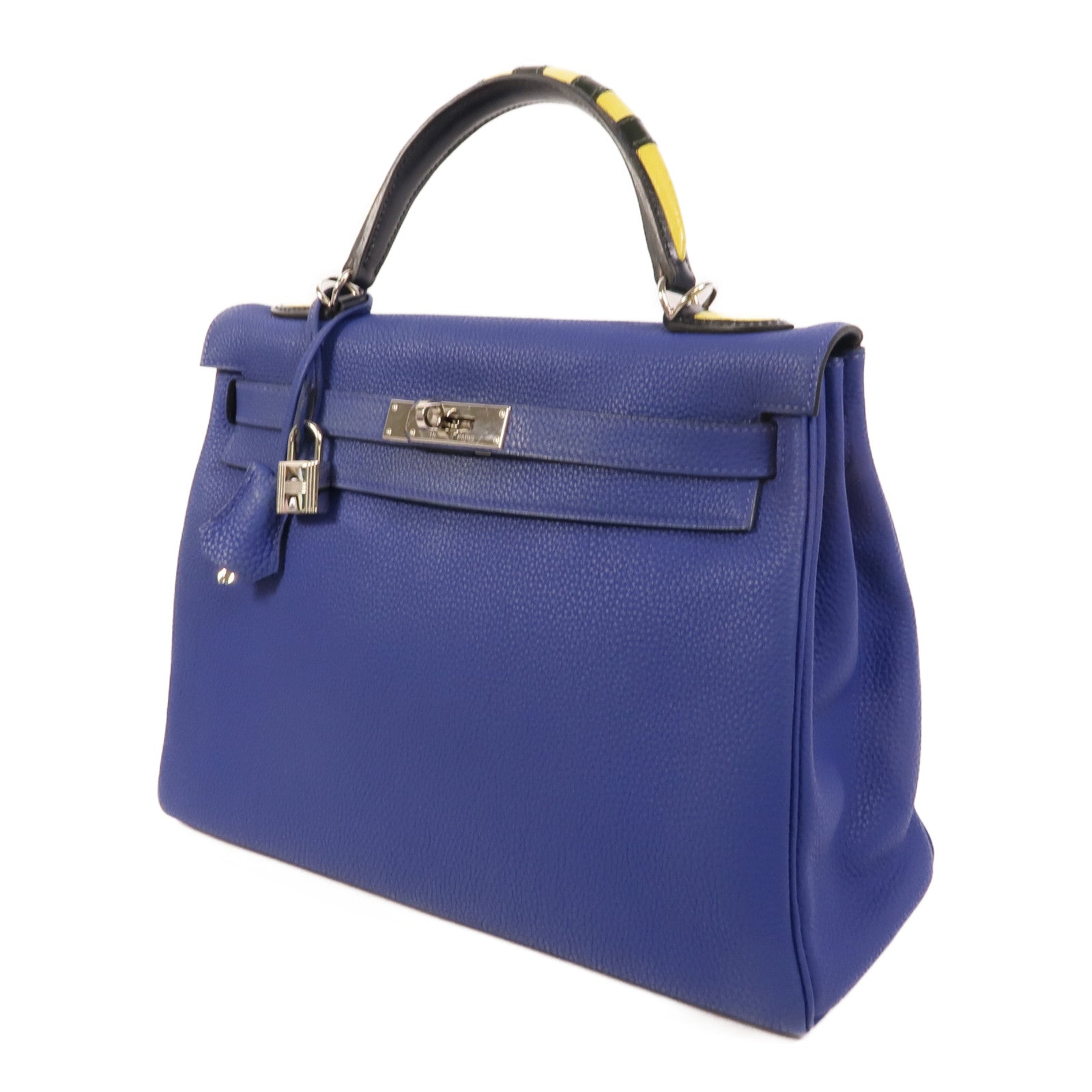 HERMES Togo皮革Kelly 32手挽肩背兩用袋Blue Electrique