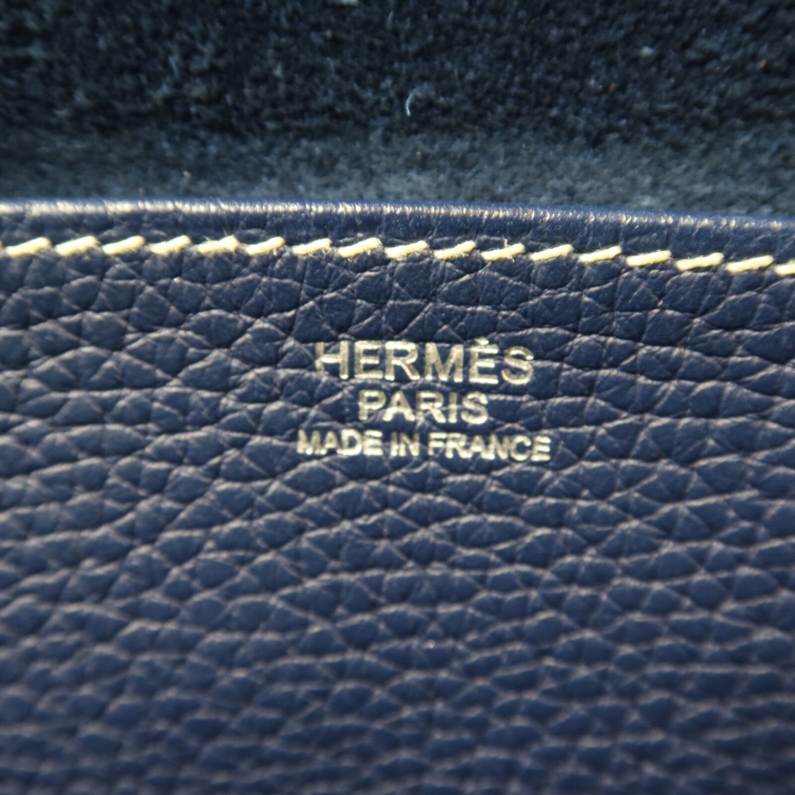 HERMES Clemence皮革Halzan 31銀扣手挽肩背兩用袋Bleu Encre