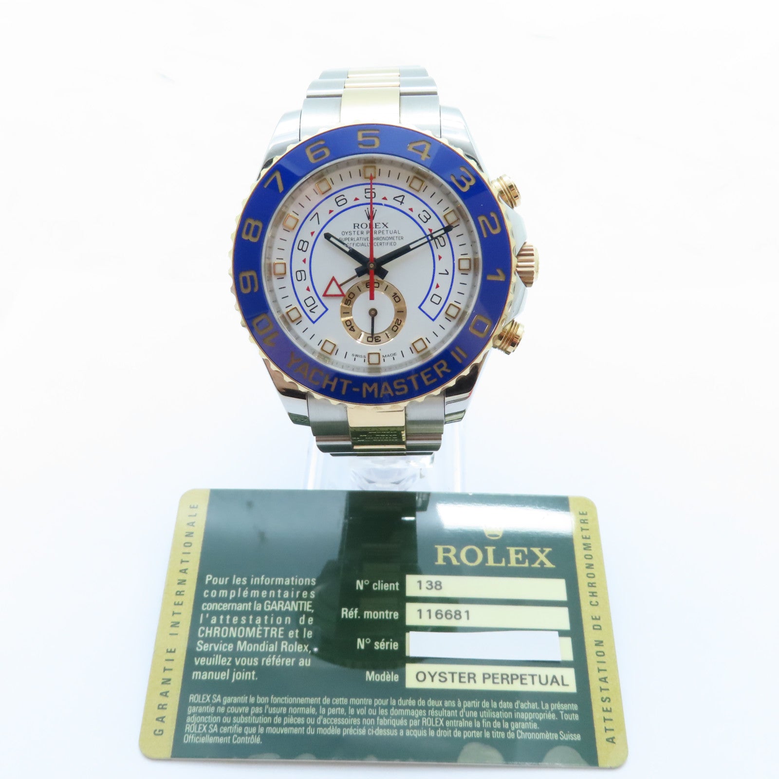 ROLEX Yacht Master II 18K玫瑰金/不鏽鋼手錶自動機芯白色