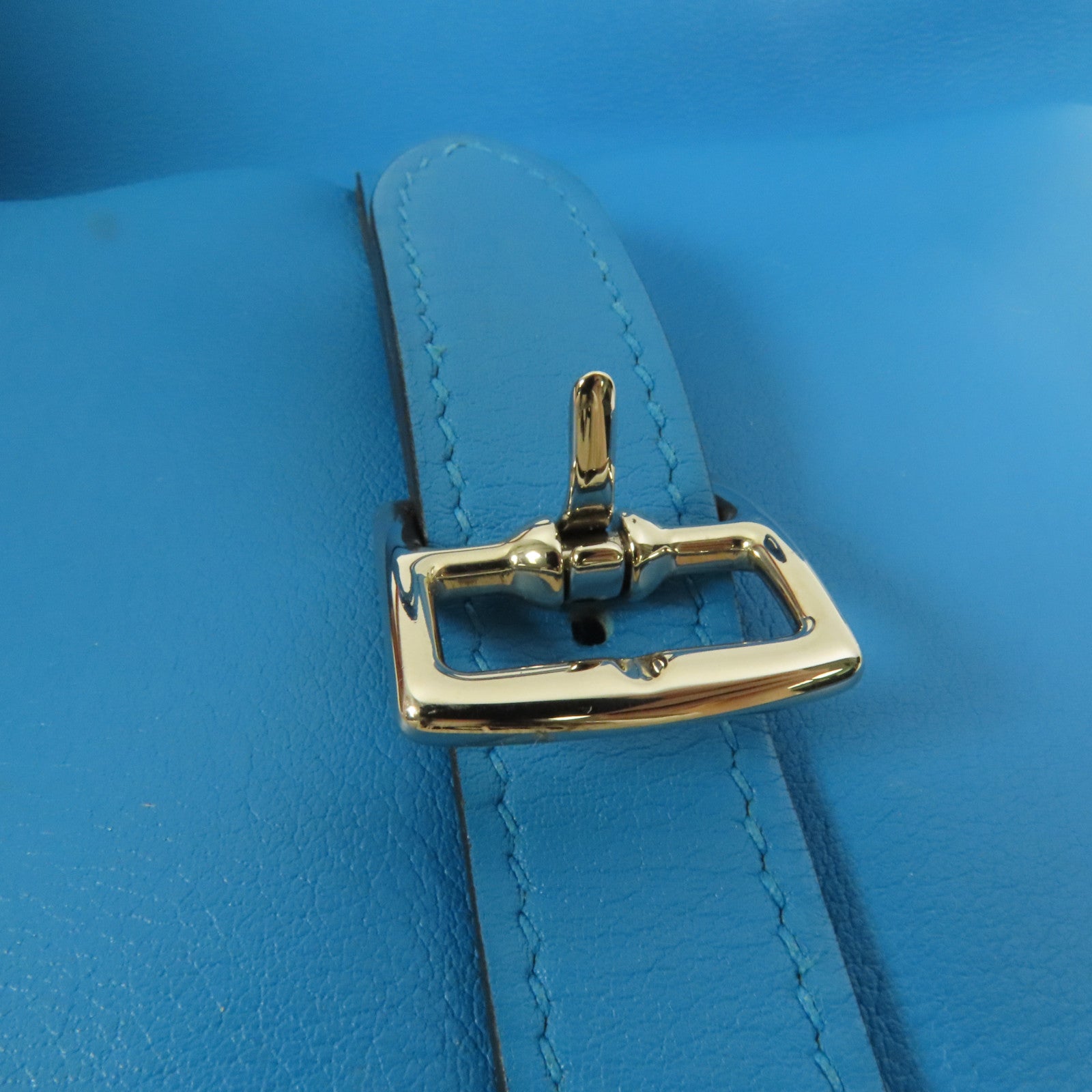 HERMES Swift皮革Mini Halzan銀扣手挽肩背兩用袋Bleu Zanzibar