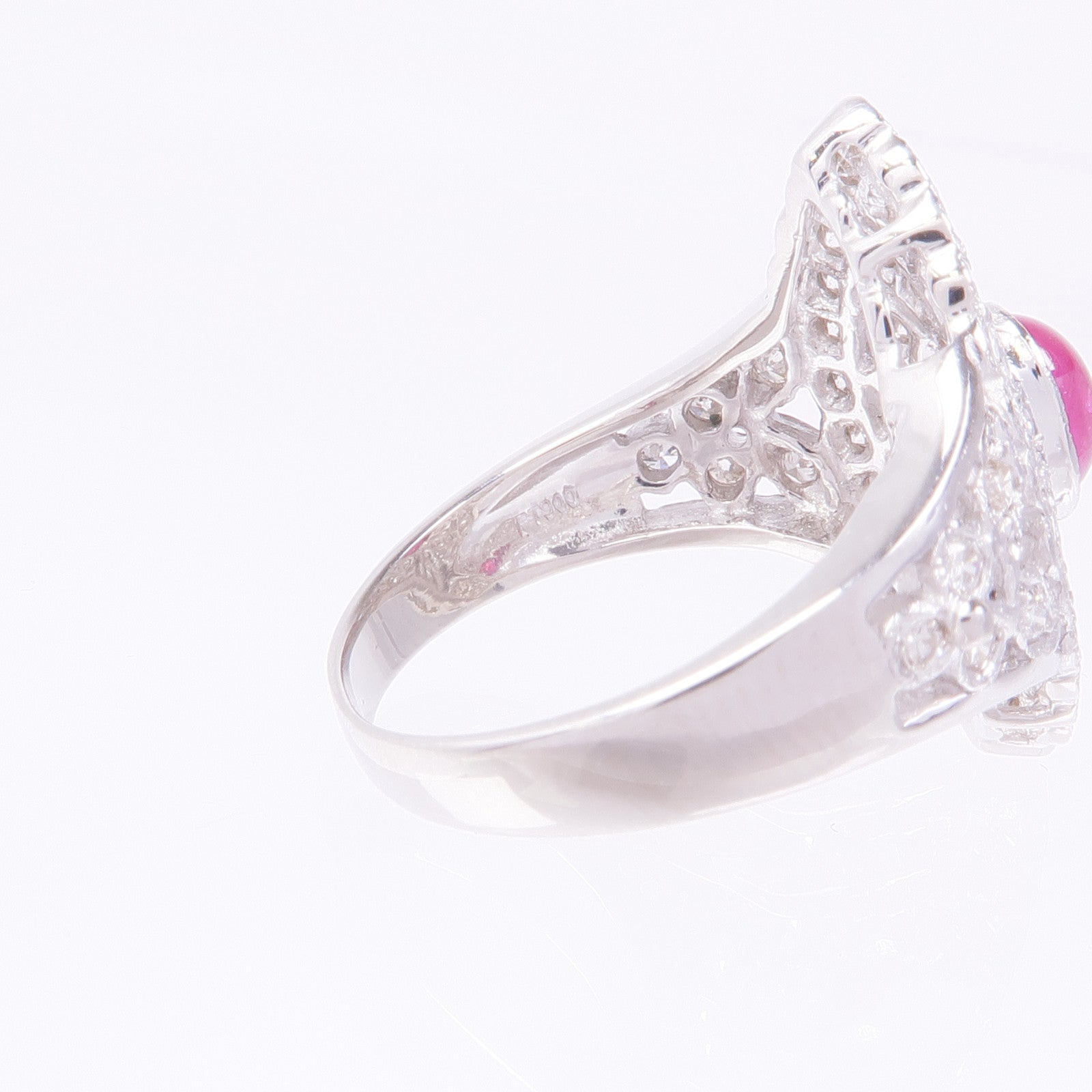 JEWELRY PT900鉑金Ruby Diamond Ring紅寶石/鑽石戒指US#6.25