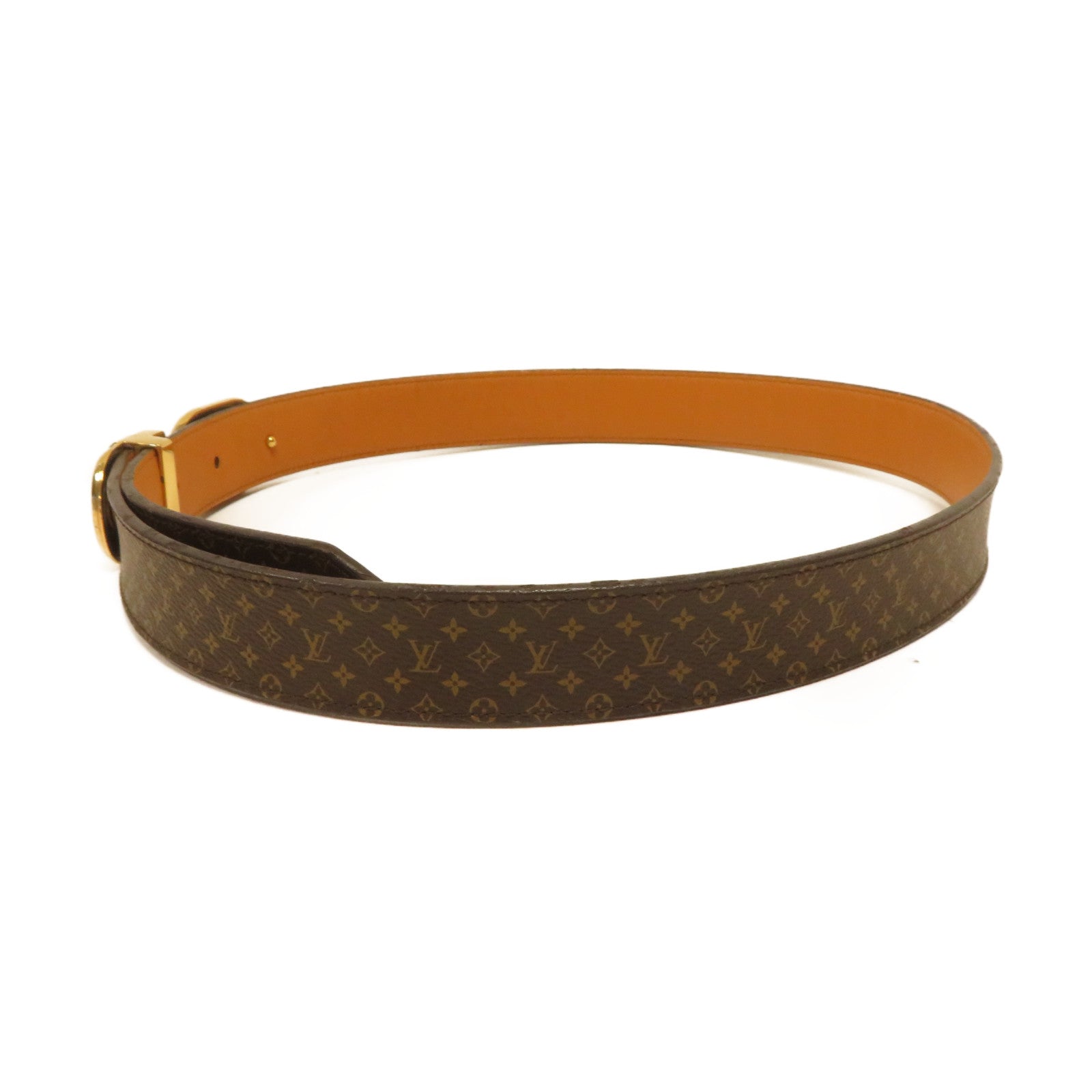 LOUIS VUITTON 【激減優惠】Monogram Belt金扣皮帶啡色