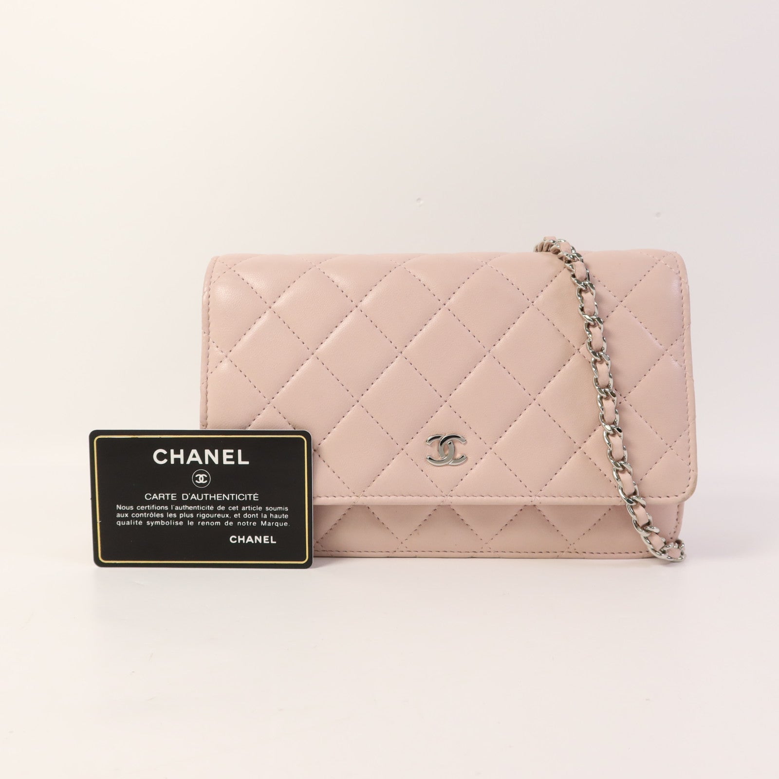 CHANEL 羊皮皮革WOC Wallet On Chain銀扣鏈帶肩背袋