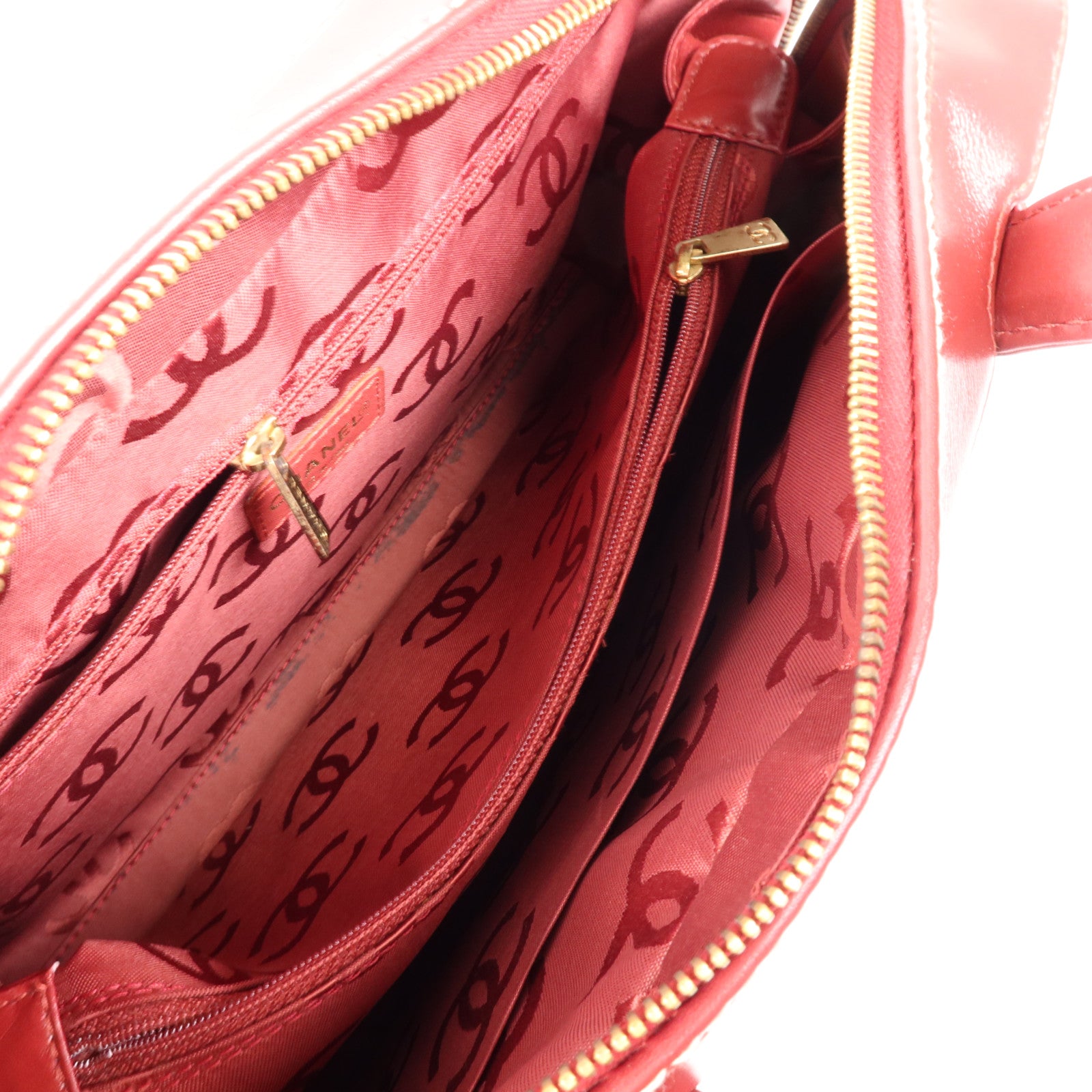 CHANEL 牛皮皮革Handbag金扣手挽袋