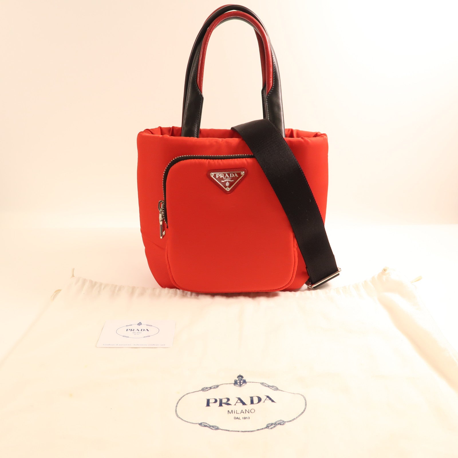 PRADA 尼龍Shoulder Bag銀扣手挽肩背兩用袋