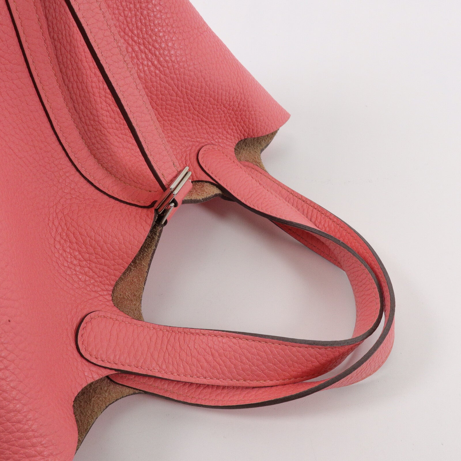 HERMES Clemence皮革Picotin PM手挽袋Rose Azalee