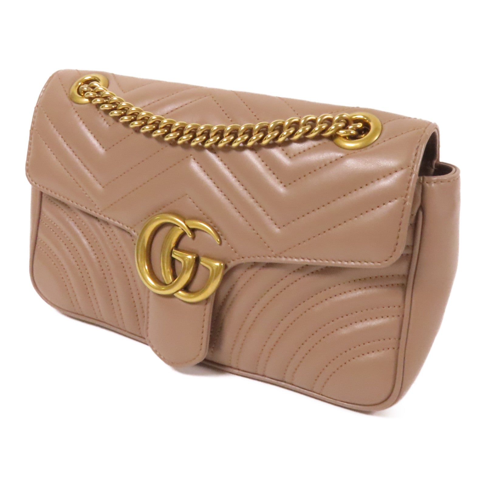 GUCCI 牛皮皮革GG Marmont金扣鏈帶肩背袋