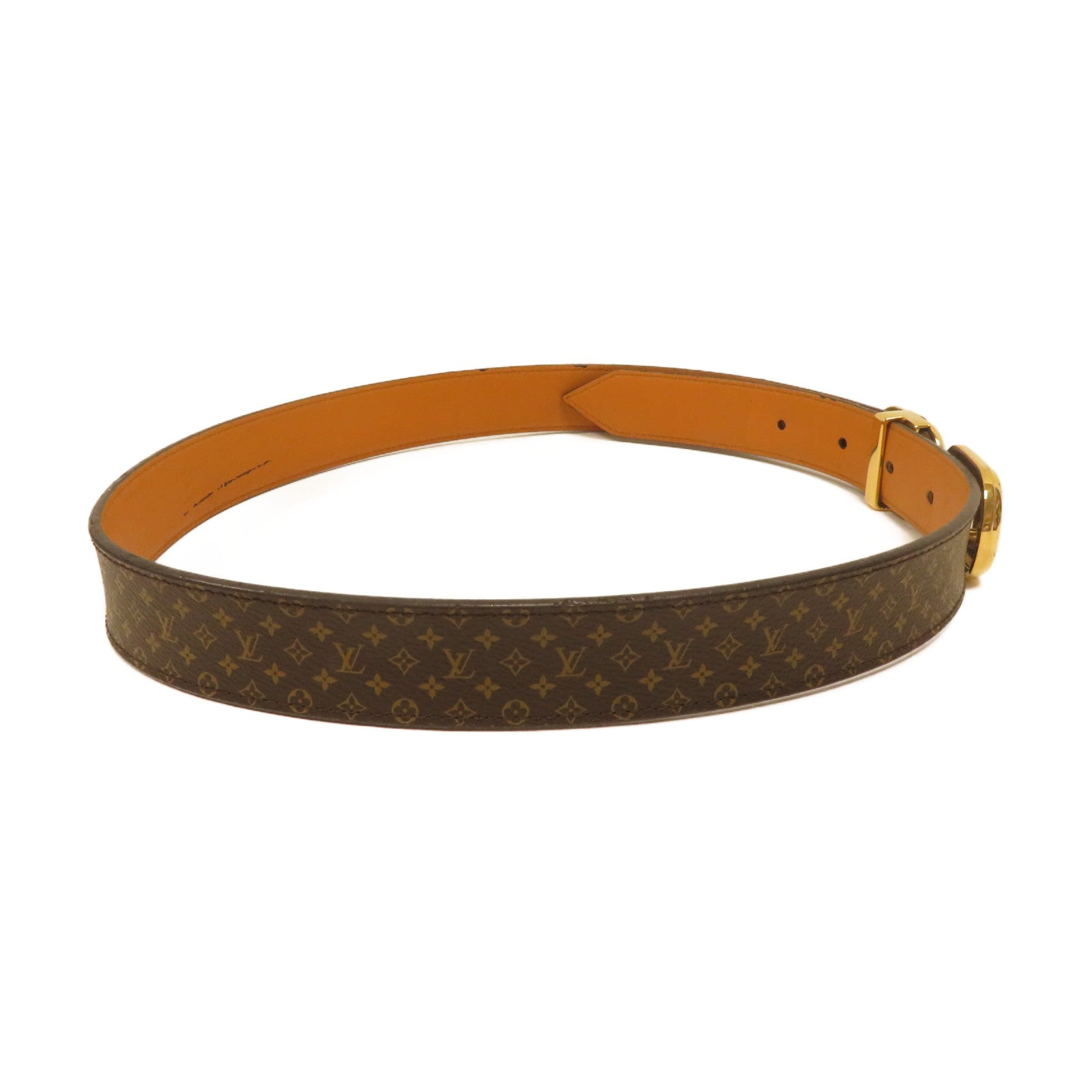 LOUIS VUITTON 【激減優惠】Monogram Belt金扣皮帶啡色