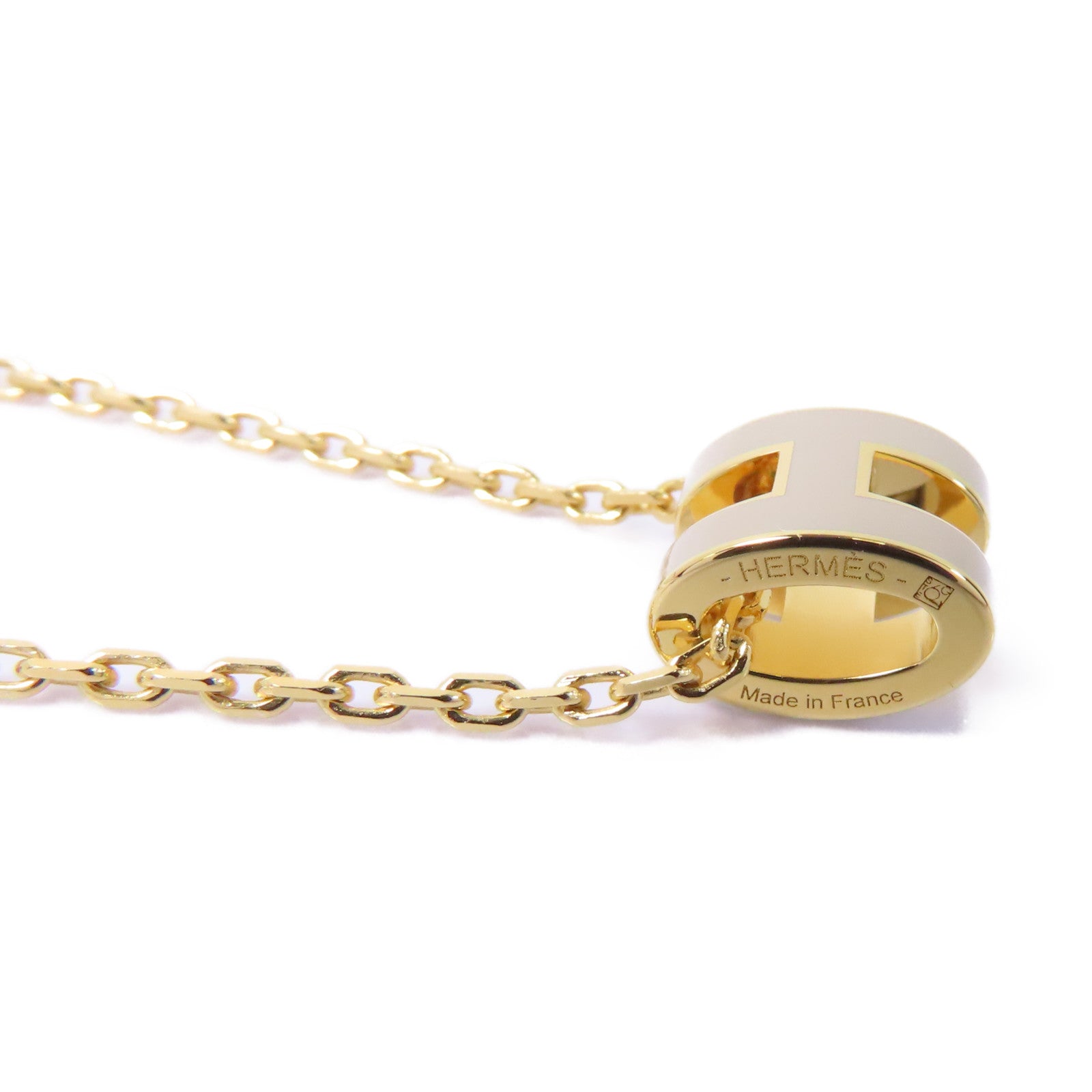 HERMES 金屬Mini Pop H Neckalce項鍊金色/白色