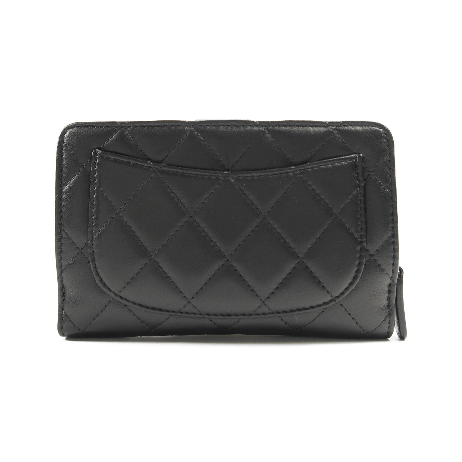 CHANEL 羊皮皮革Wallet銀扣錢包黑色