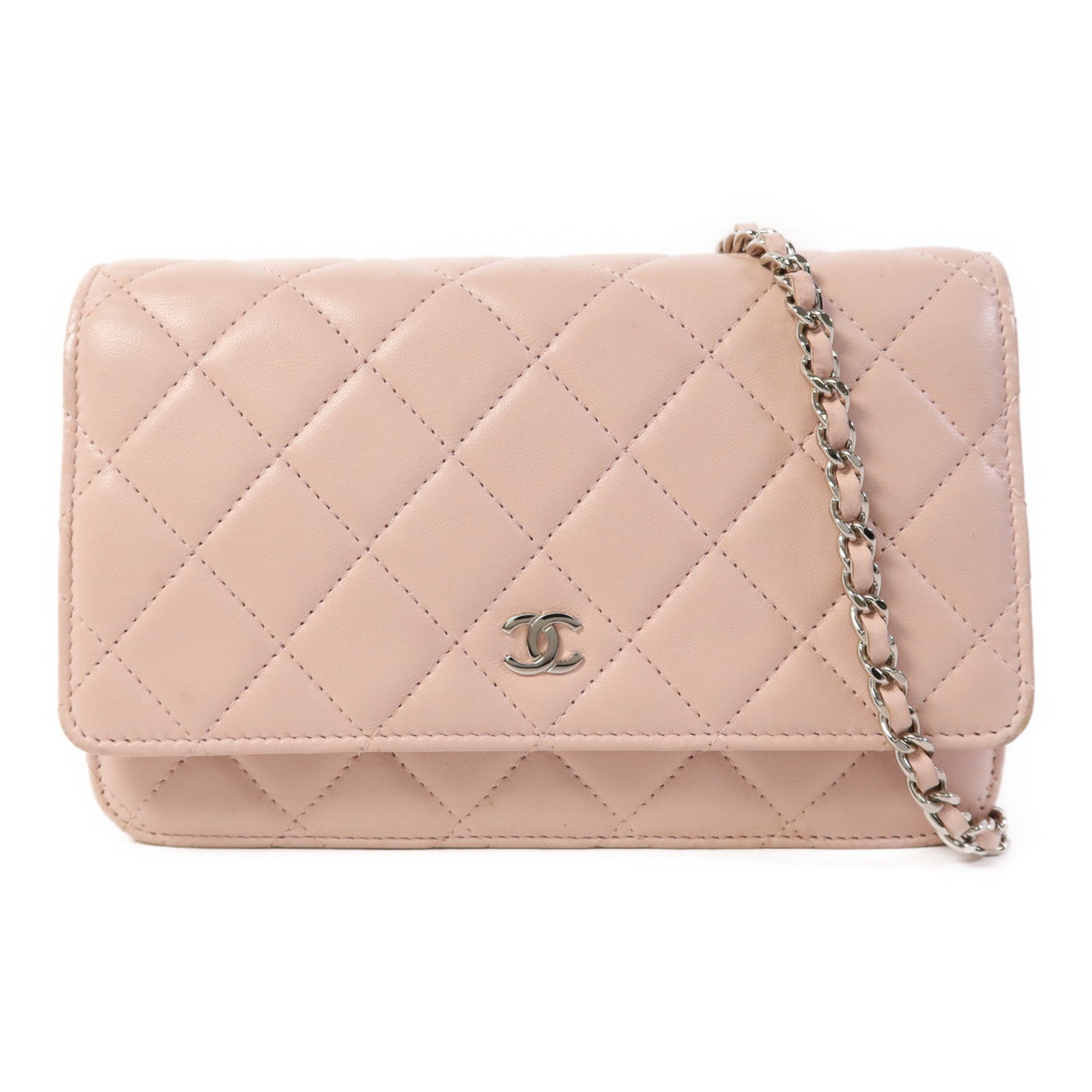 CHANEL 羊皮皮革WOC Wallet On Chain銀扣鏈帶肩背袋