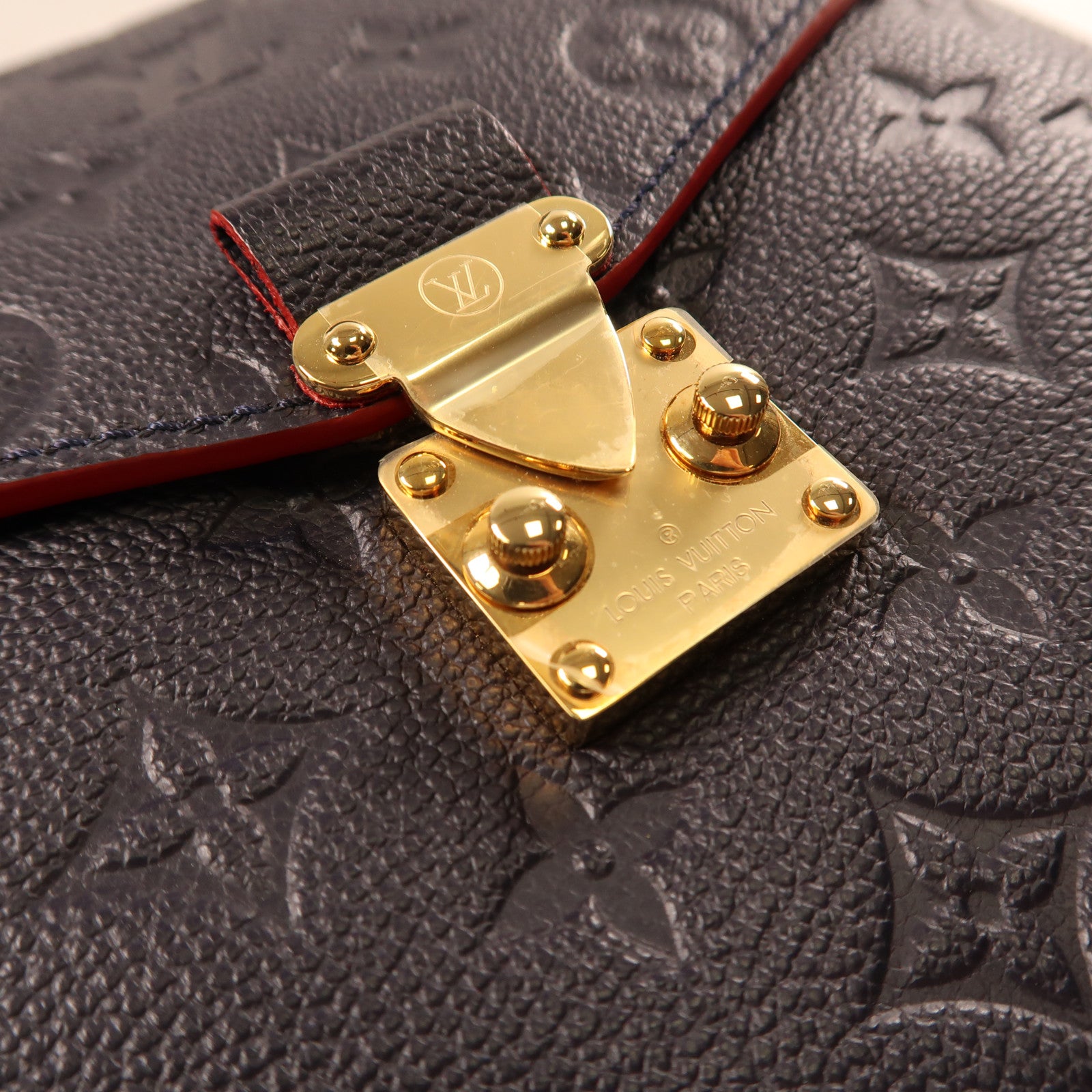LOUIS VUITTON Monogram Empreinte Pochette Metis金扣手挽肩背兩用袋深藍色