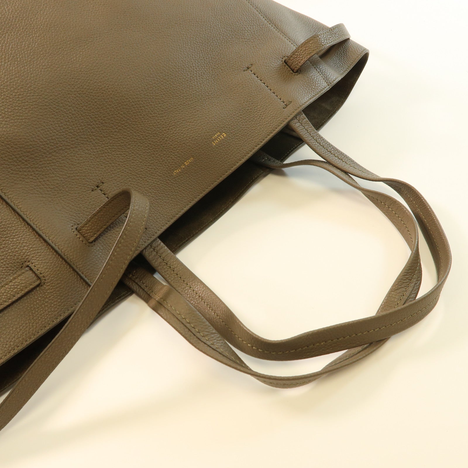 CELINE 牛皮皮革Tote Bag金扣手挽袋灰色