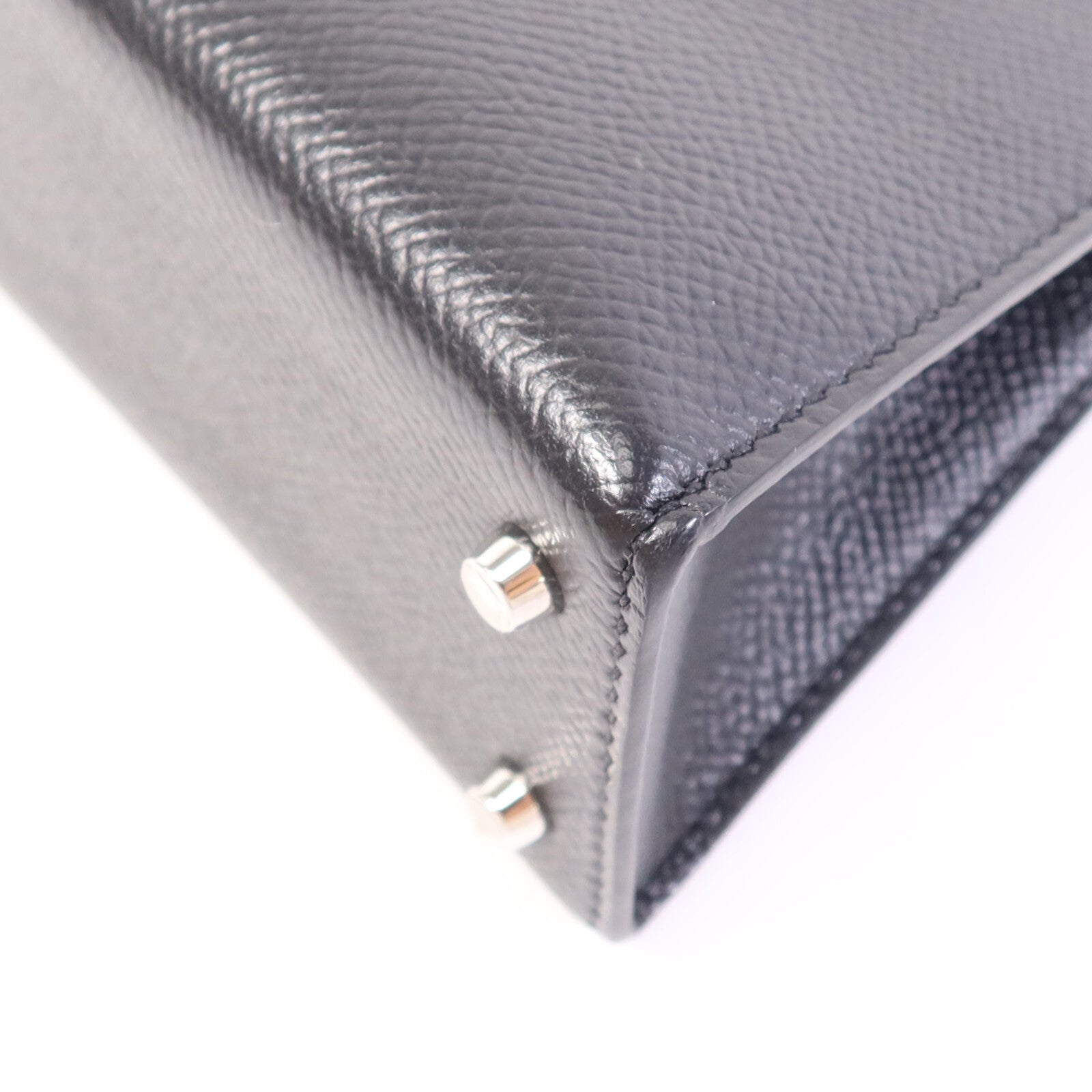 HERMES Epsom皮革Mini Kelly II銀扣手挽肩背兩用袋Noir