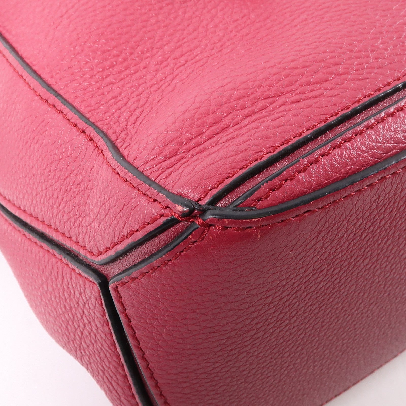 LOEWE 牛皮皮革Puzzle Bag銀扣手挽肩背兩用袋紅色