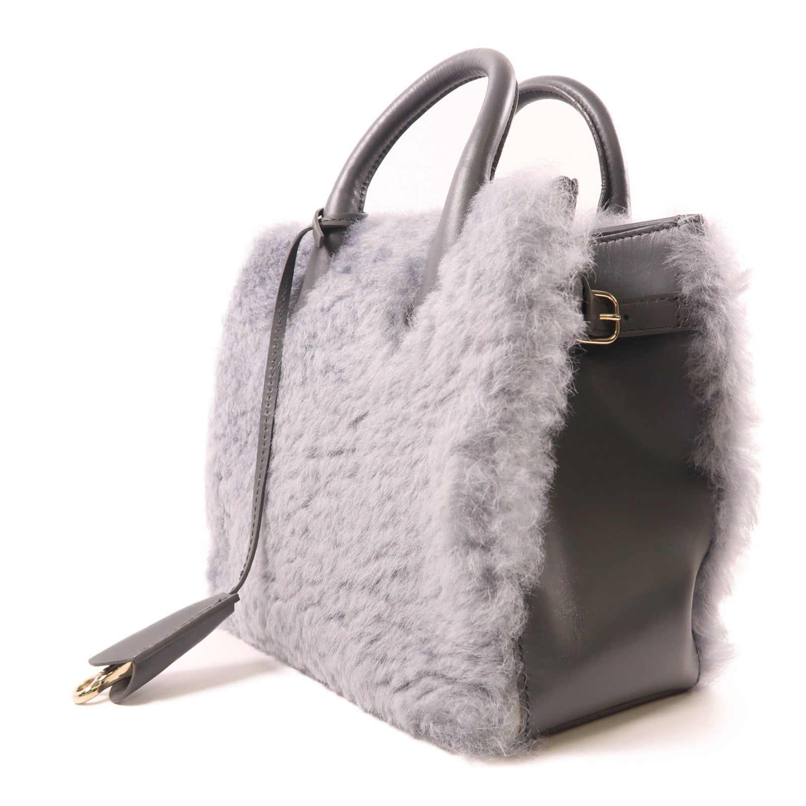 BALENCIAGA Padlock Nude Mini 2 Way Shoulder Bag Wool/Leather