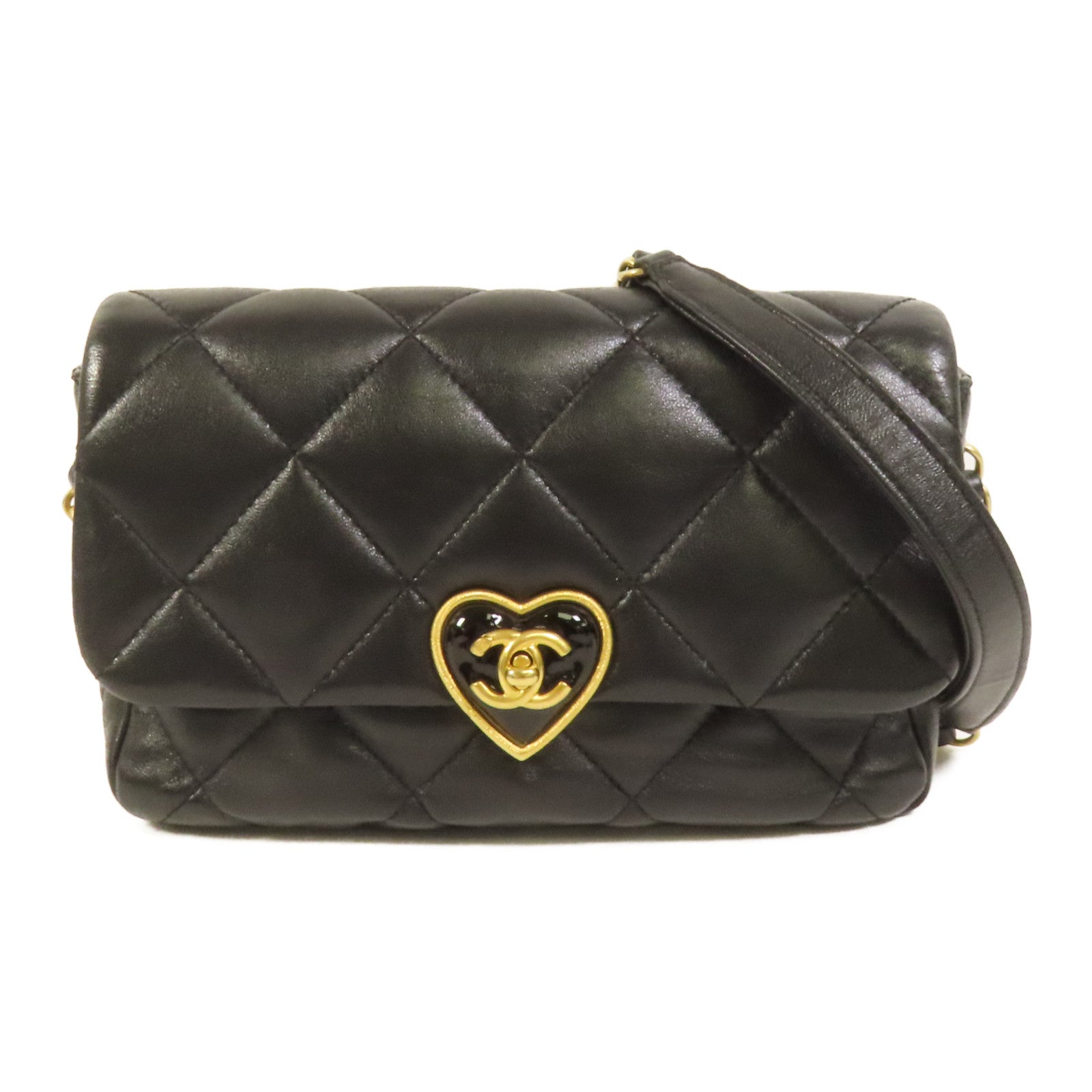 CHANEL 羊皮皮革Chain Shoulder金扣鏈帶肩背袋