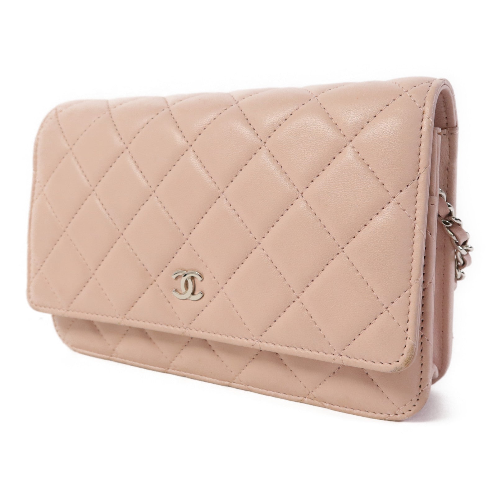 CHANEL 羊皮皮革WOC Wallet On Chain銀扣鏈帶肩背袋