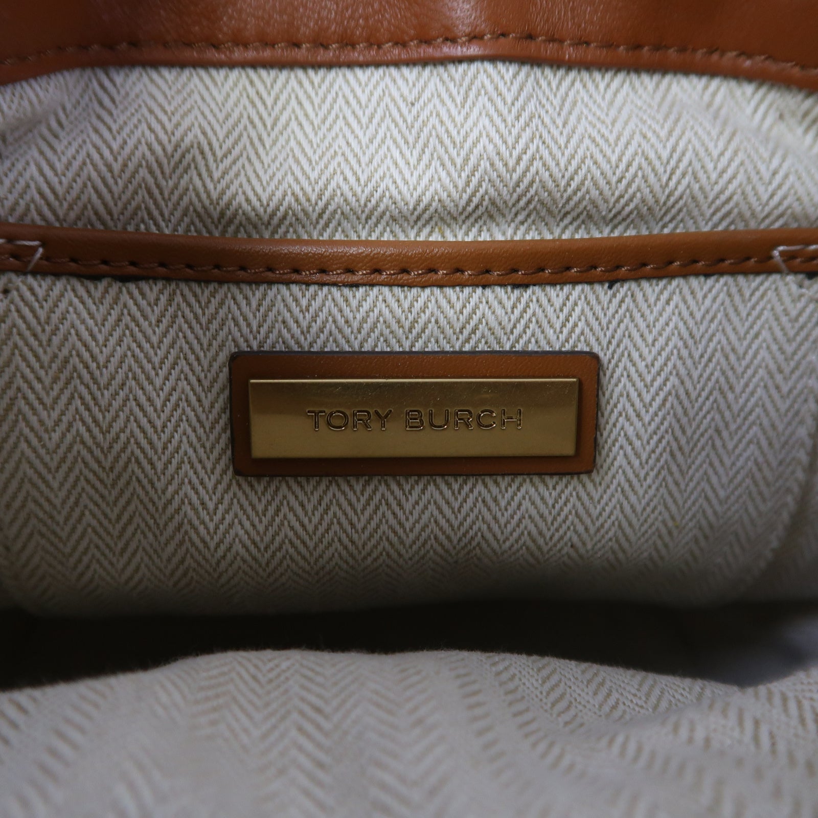 Tory Burch 藤製Bucket Bag金扣手挽肩背兩用袋啡色