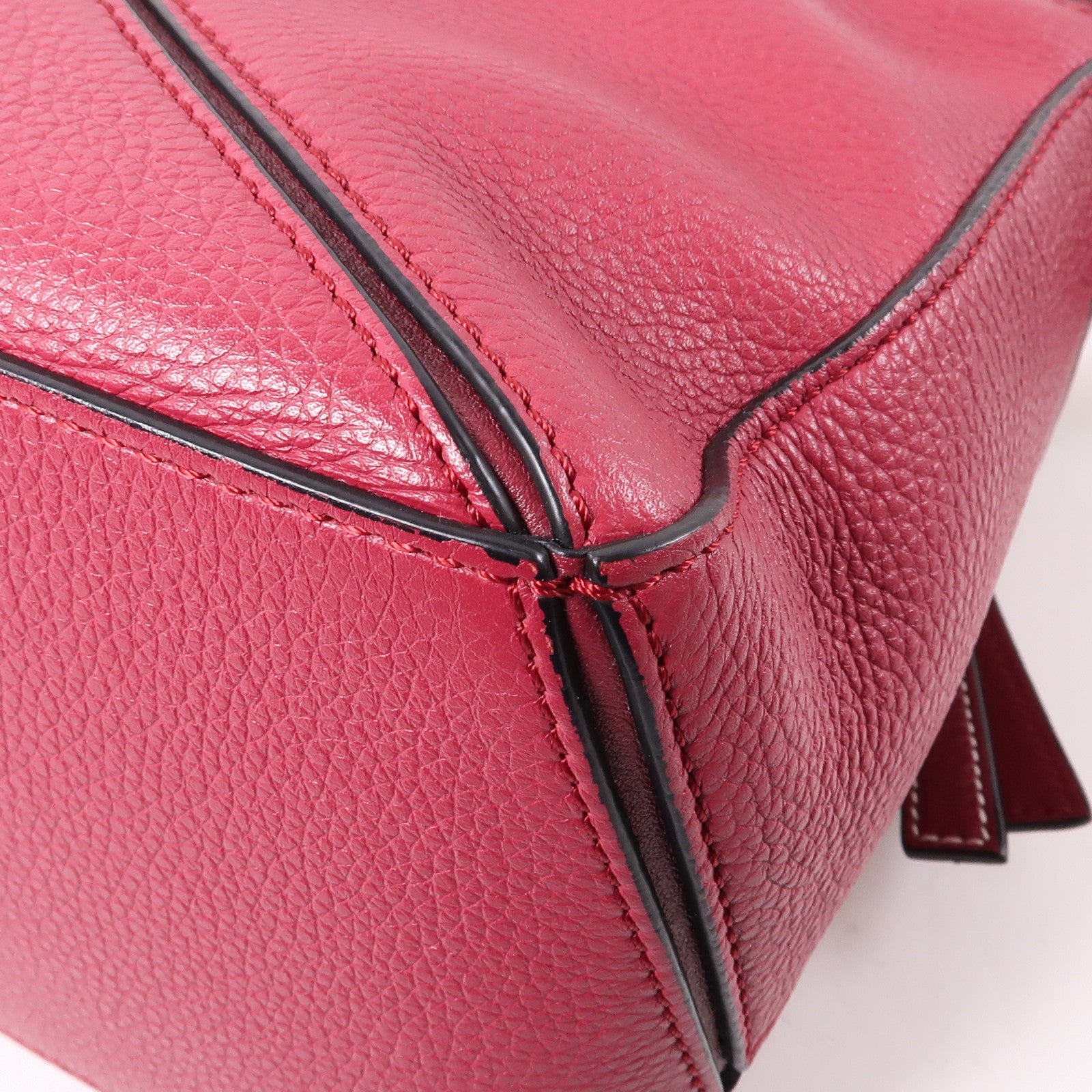 LOEWE 牛皮皮革Puzzle Bag銀扣手挽肩背兩用袋紅色