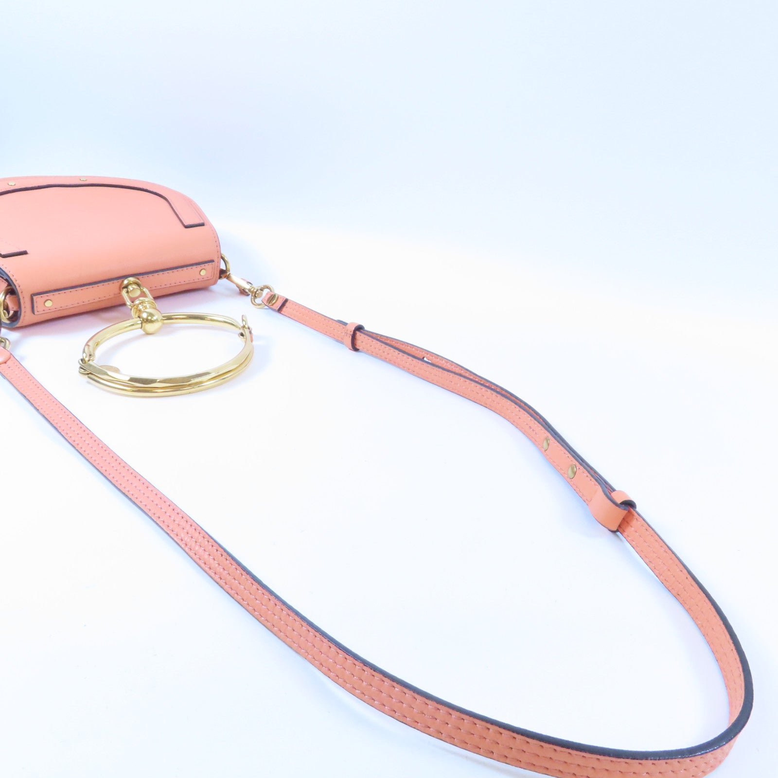 Chloe 牛皮皮革Shoulder Bag金扣手挽肩背兩用袋橙色