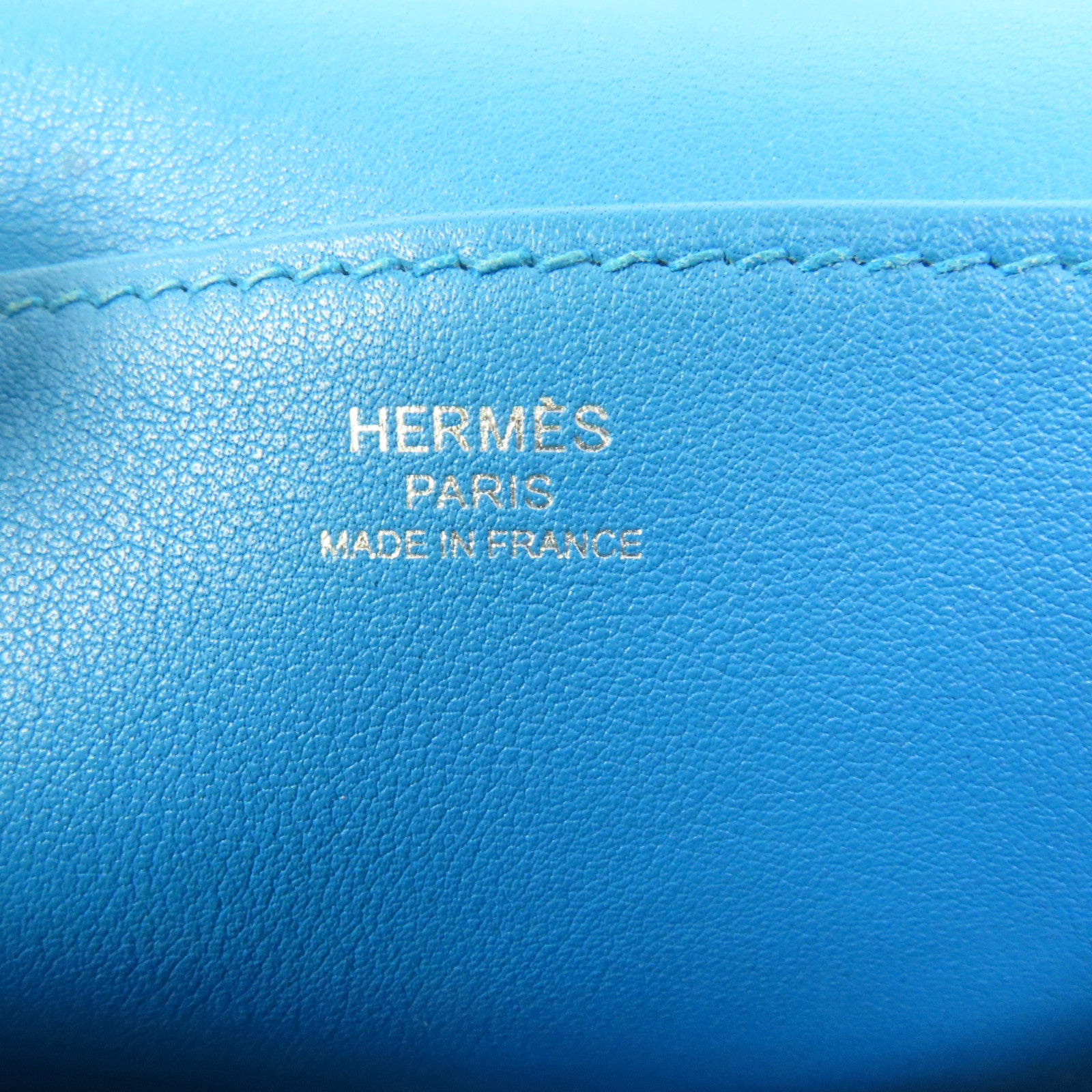 HERMES Swift皮革Mini Halzan銀扣手挽肩背兩用袋Bleu Zanzibar