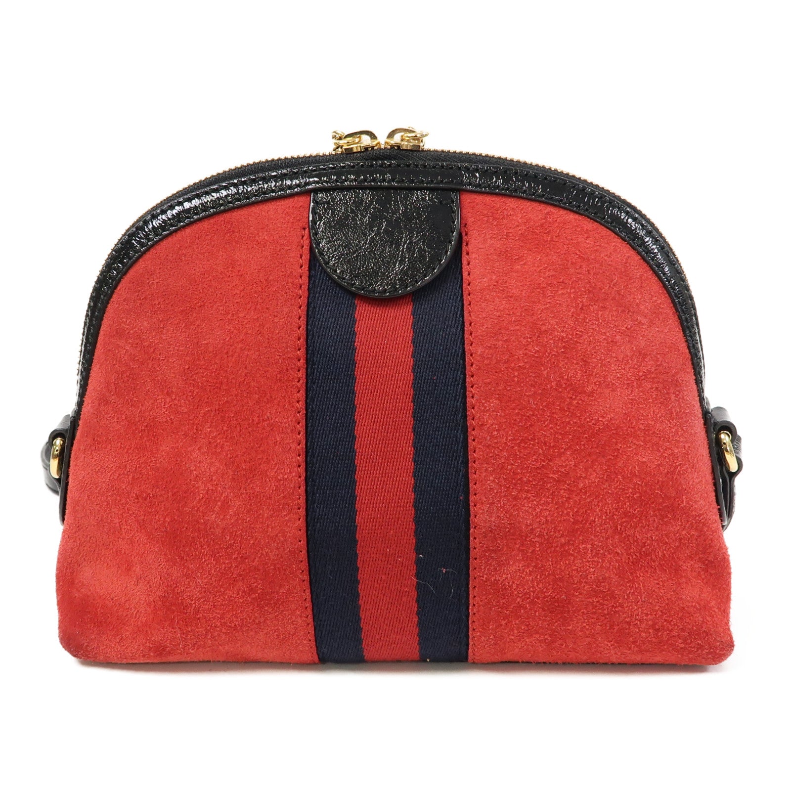 GUCCI 【激減優惠】麂皮皮革Ophidia GG金扣肩背袋紅色/黑色