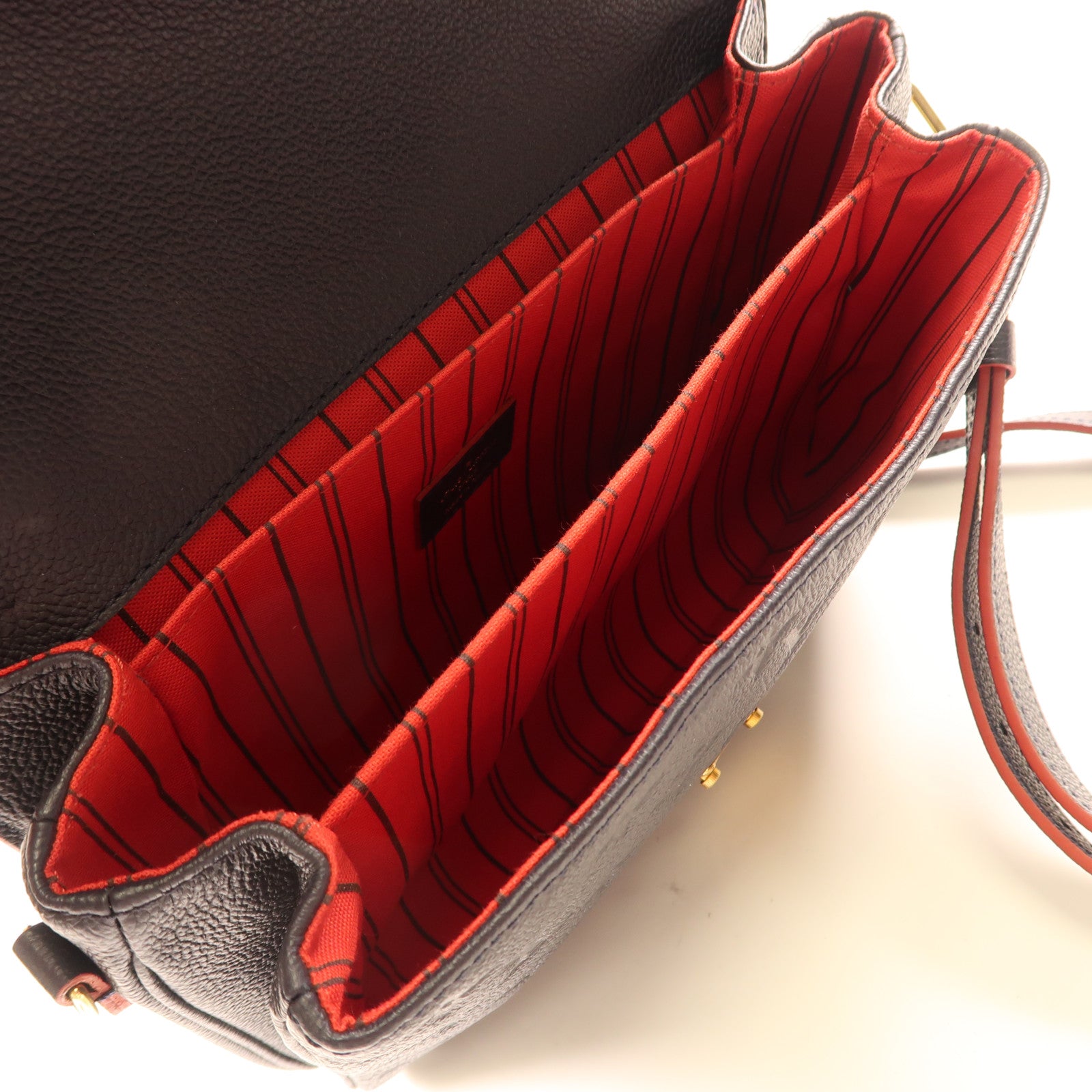 LOUIS VUITTON Monogram Empreinte Pochette Metis金扣手挽肩背兩用袋深藍色