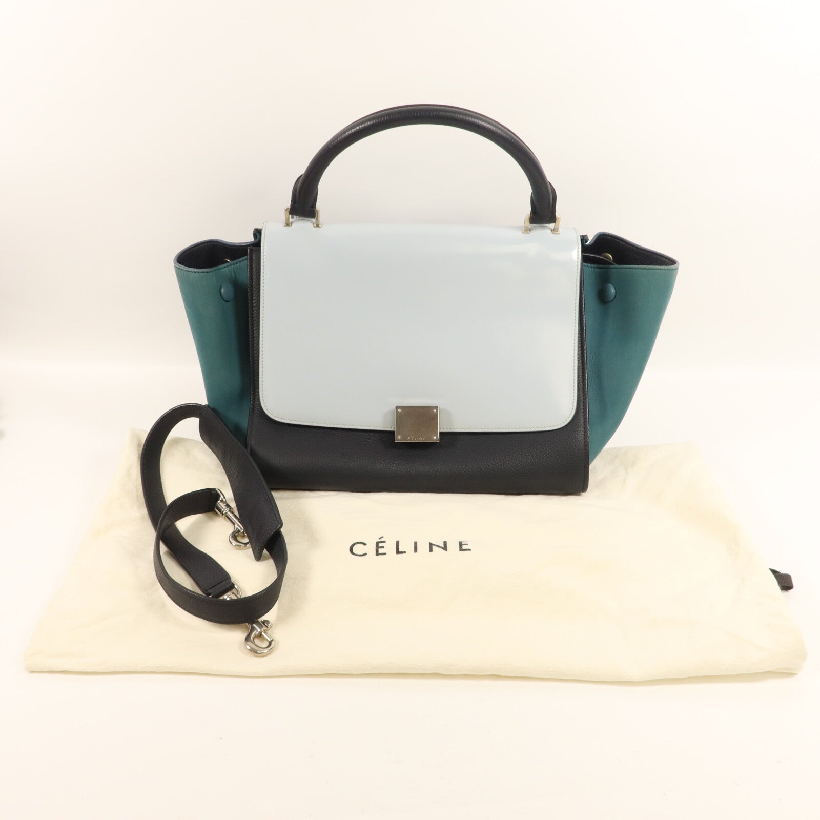 CELINE 牛皮皮革/漆皮皮革Small Trapeze手挽肩背兩用袋